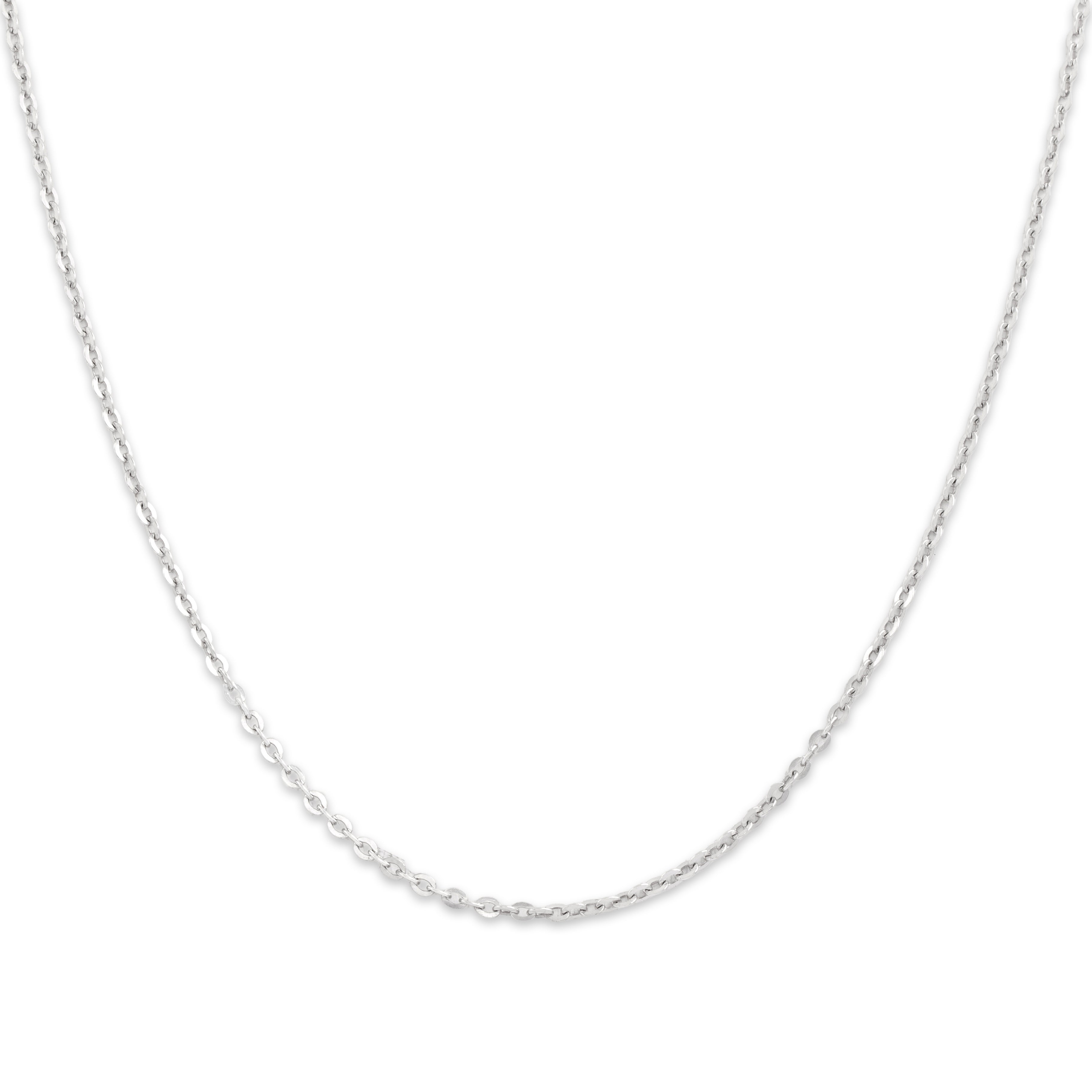 Vintage Italian Platinum Gleaming Flat Cable 1.8mm Chain - Close-up view