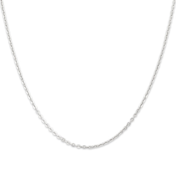 Vintage Italian Platinum Gleaming Flat 1.8mm Cable Chain 16