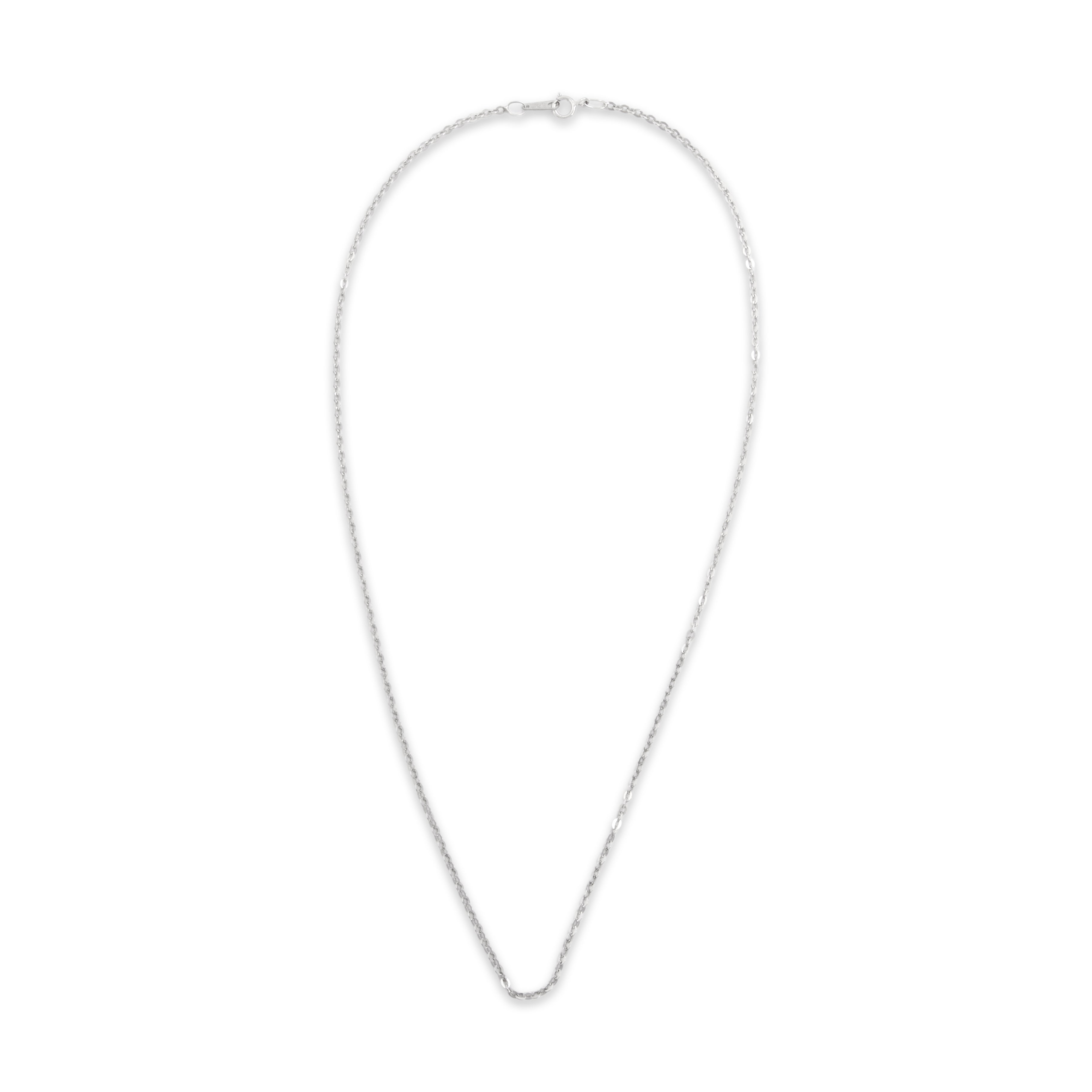 Vintage Italian Platinum Gleaming Flat Cable 1.8mm Chain - Overall view
