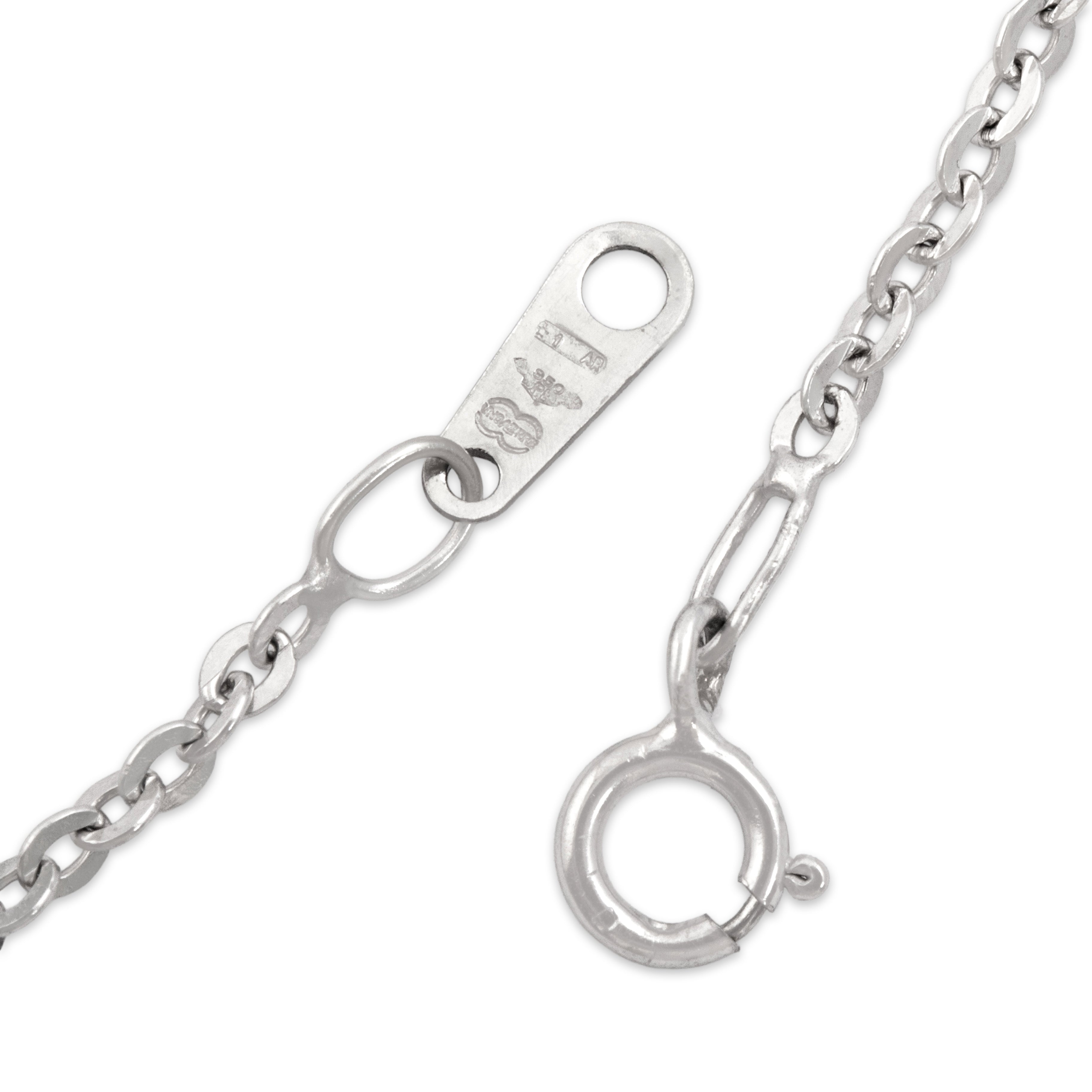 Vintage Italian Platinum Gleaming Flat Cable 1.8mm Chain - clasp view