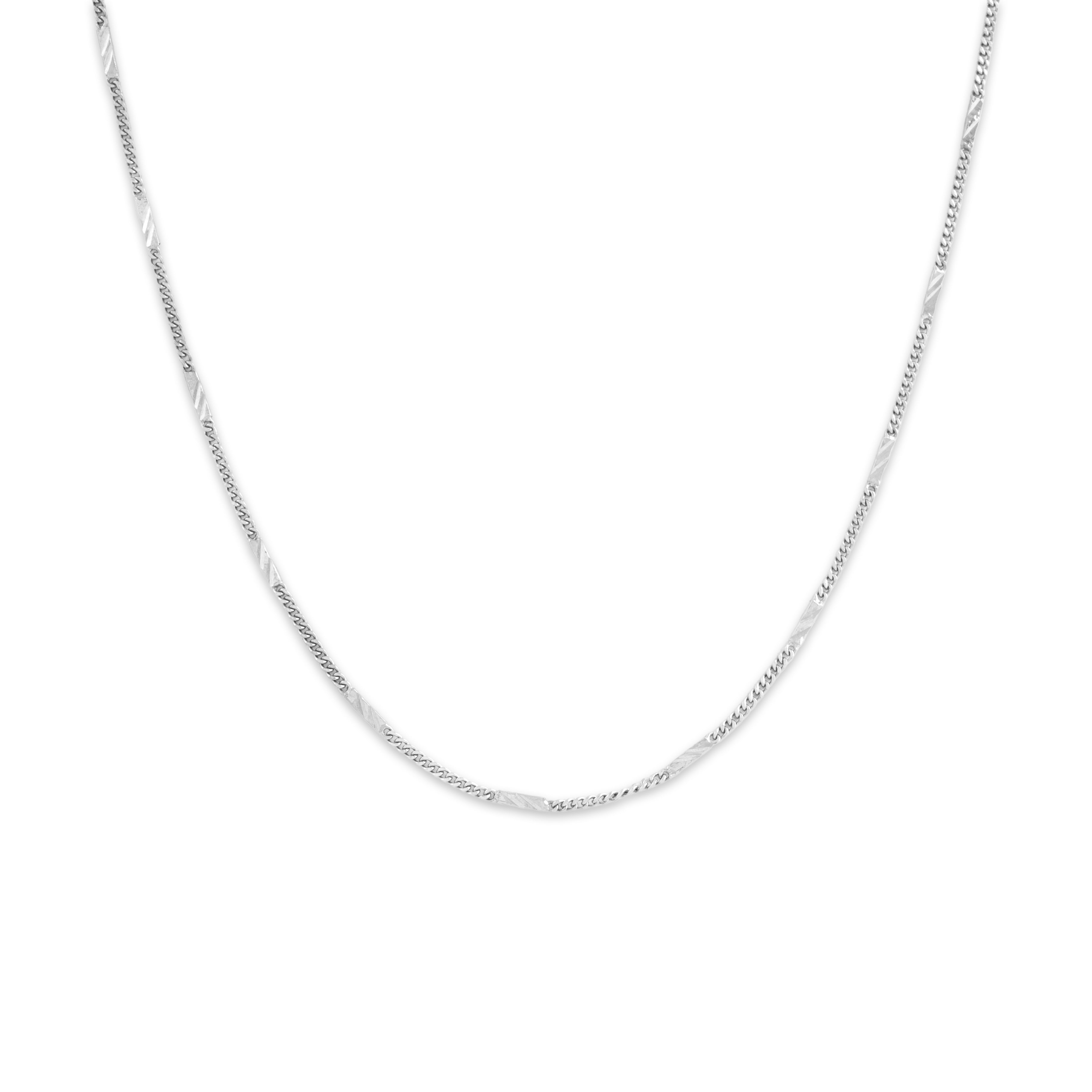 Vintage Platinum 1.35mm Textured Bar And Curb Chain - Close-up view