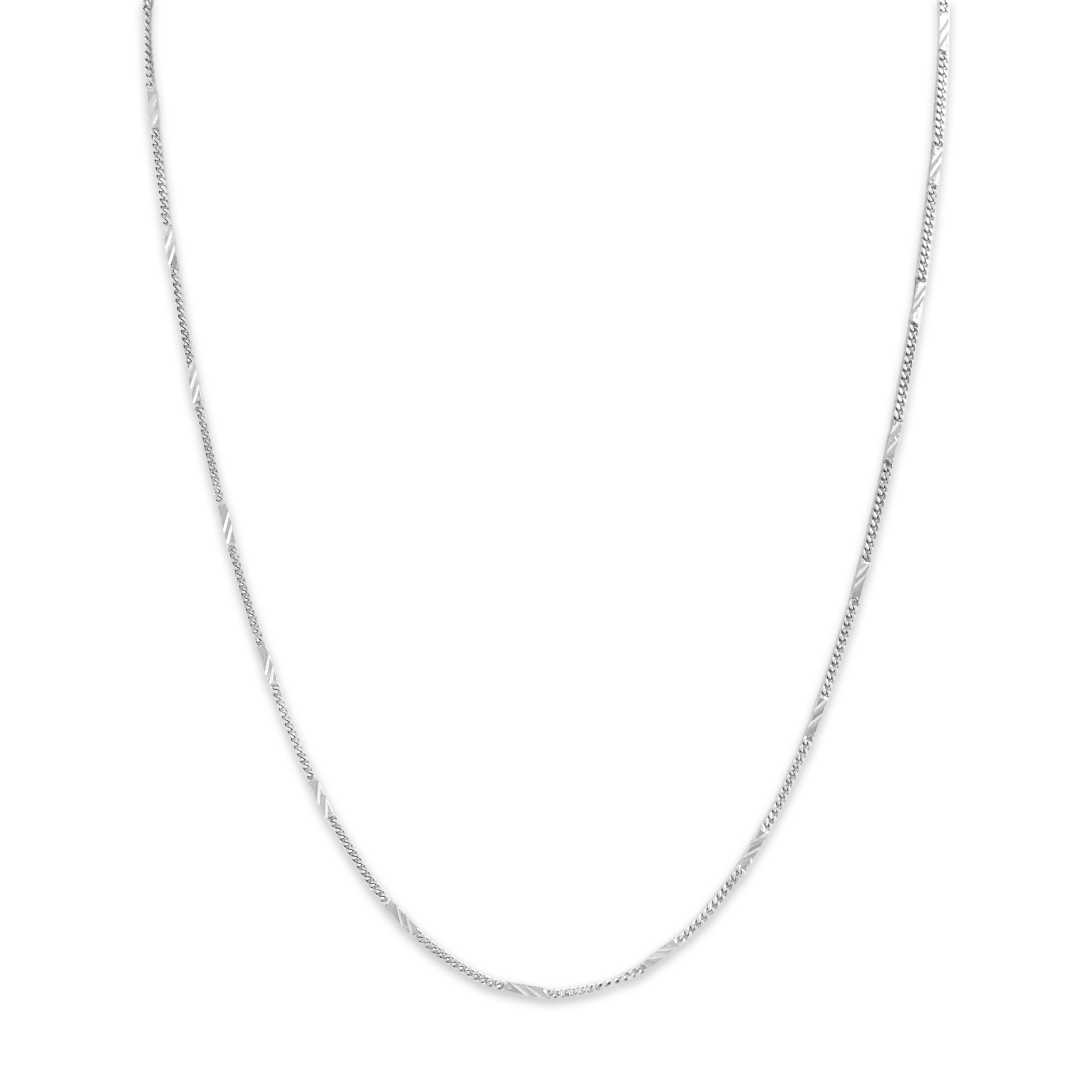 Vintage Platinum 1.35mm Textured Bar And Curb Chain - detail view #1