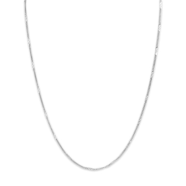 Vintage Platinum 1.35mm Textured Bar And Curb Chain 16.75