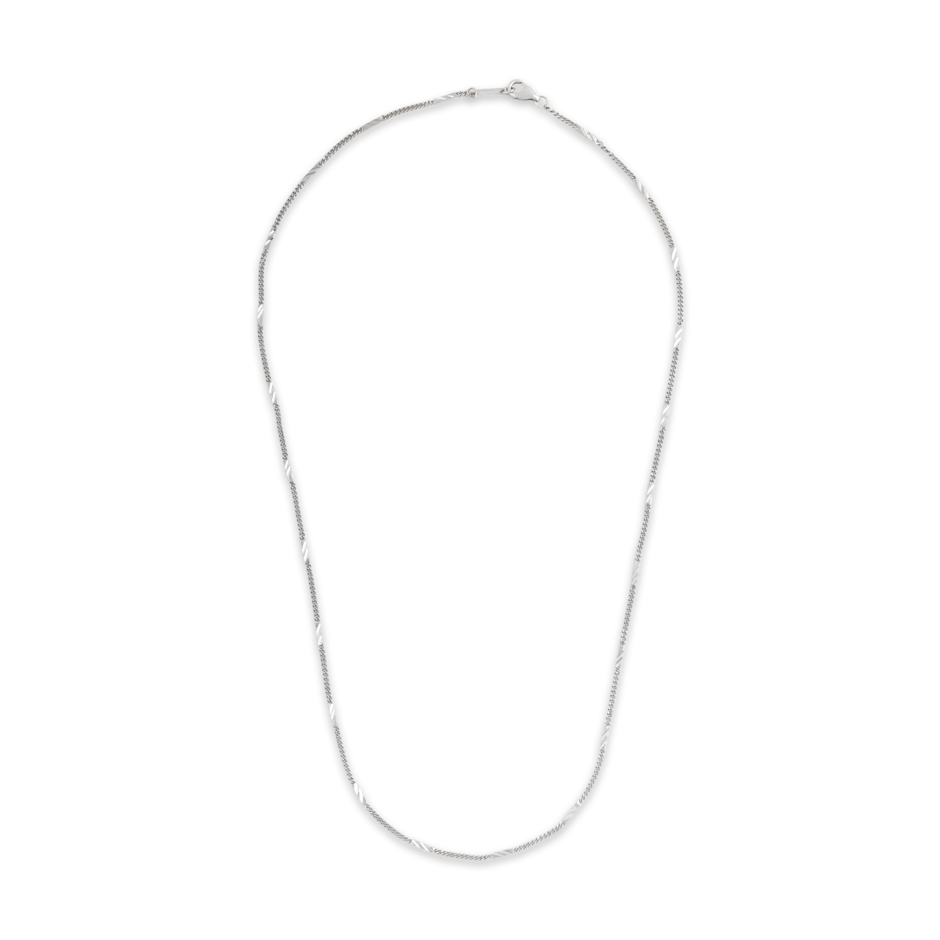 Vintage Platinum 1.35mm Textured Bar And Curb Chain - Overall view