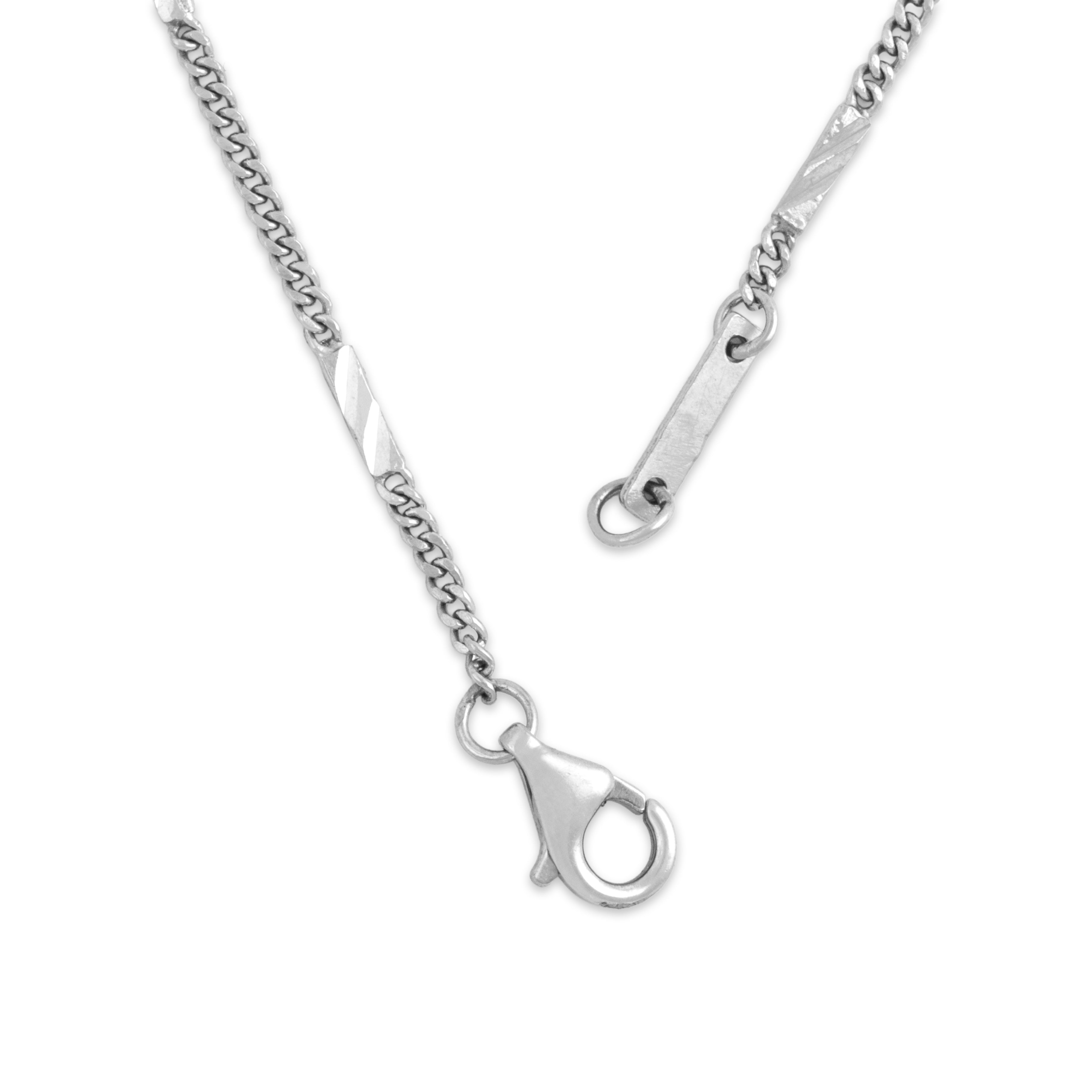 Vintage Platinum 1.35mm Textured Bar And Curb Chain - clasp view