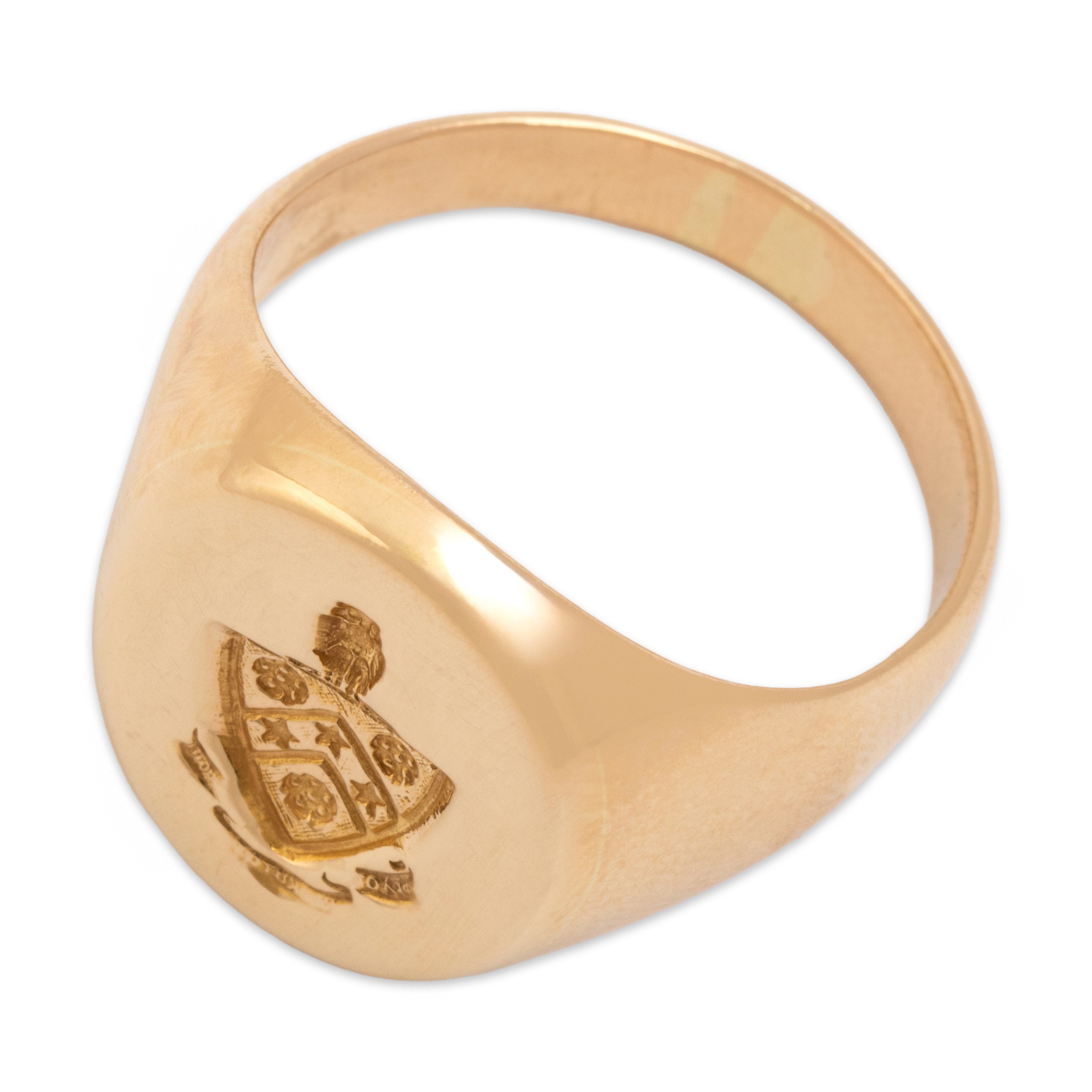 Vintage 10k Yellow Gold Phi Gamma Delta Fraternity Crest Signet Ring - Overall view