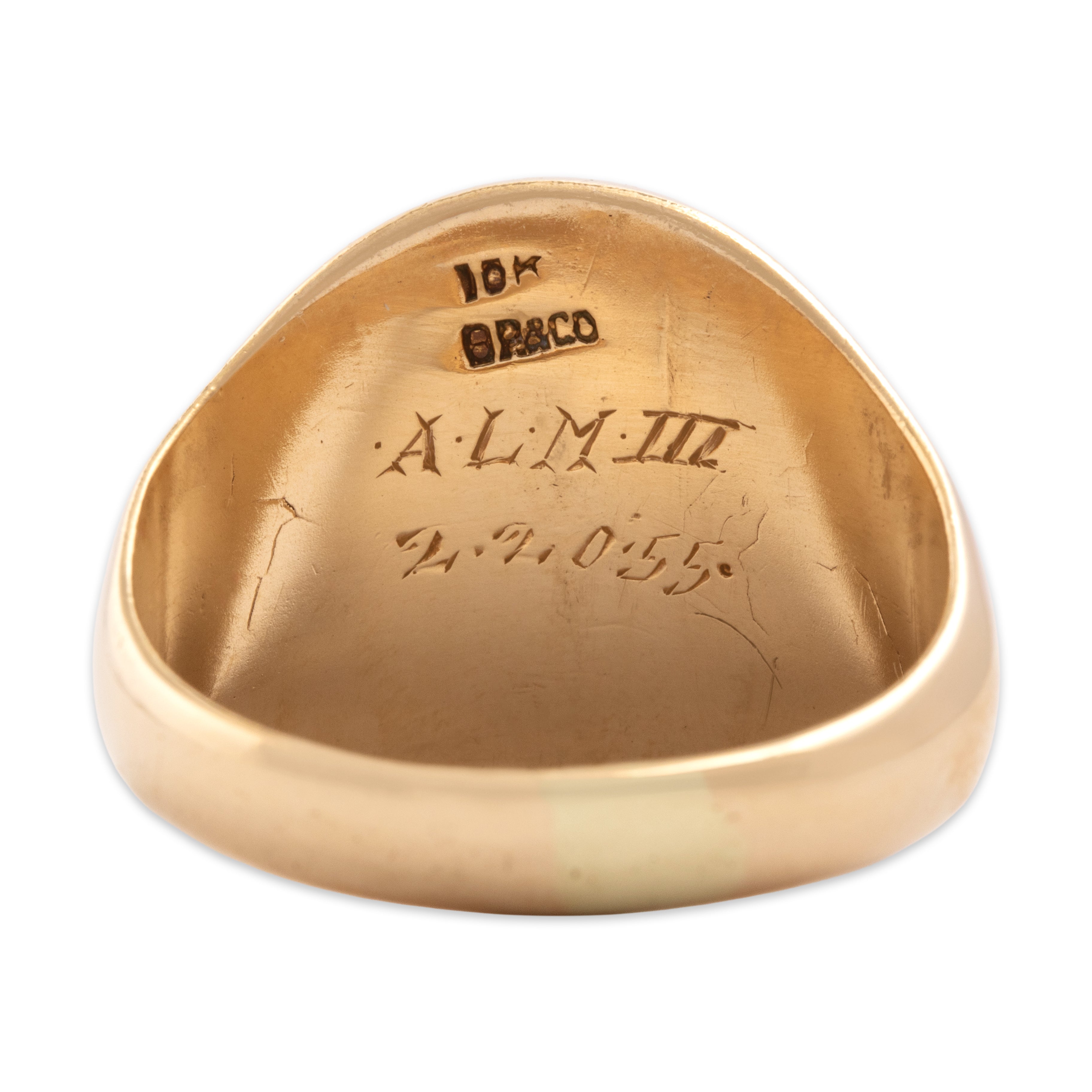 Vintage 10k Yellow Gold Phi Gamma Delta Fraternity Crest Signet Ring - Hallmark view