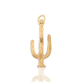 Vintage 14k Yellow Gold Dimensional Textured Saguaro Cactus Charm / Pendant