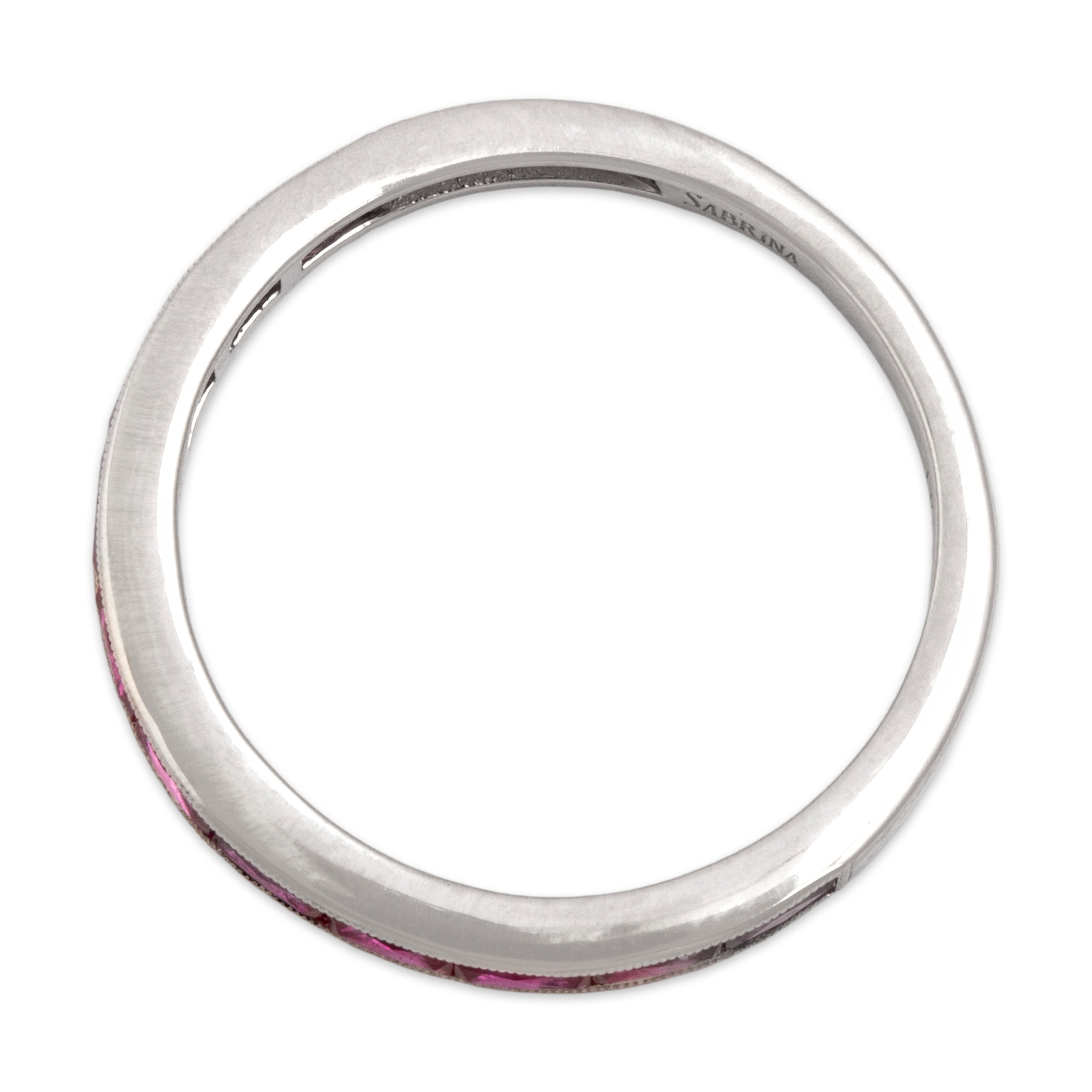 Estate Platinum [Custom Carat] Flashing Milgrain Channel Band Ring - Overall view