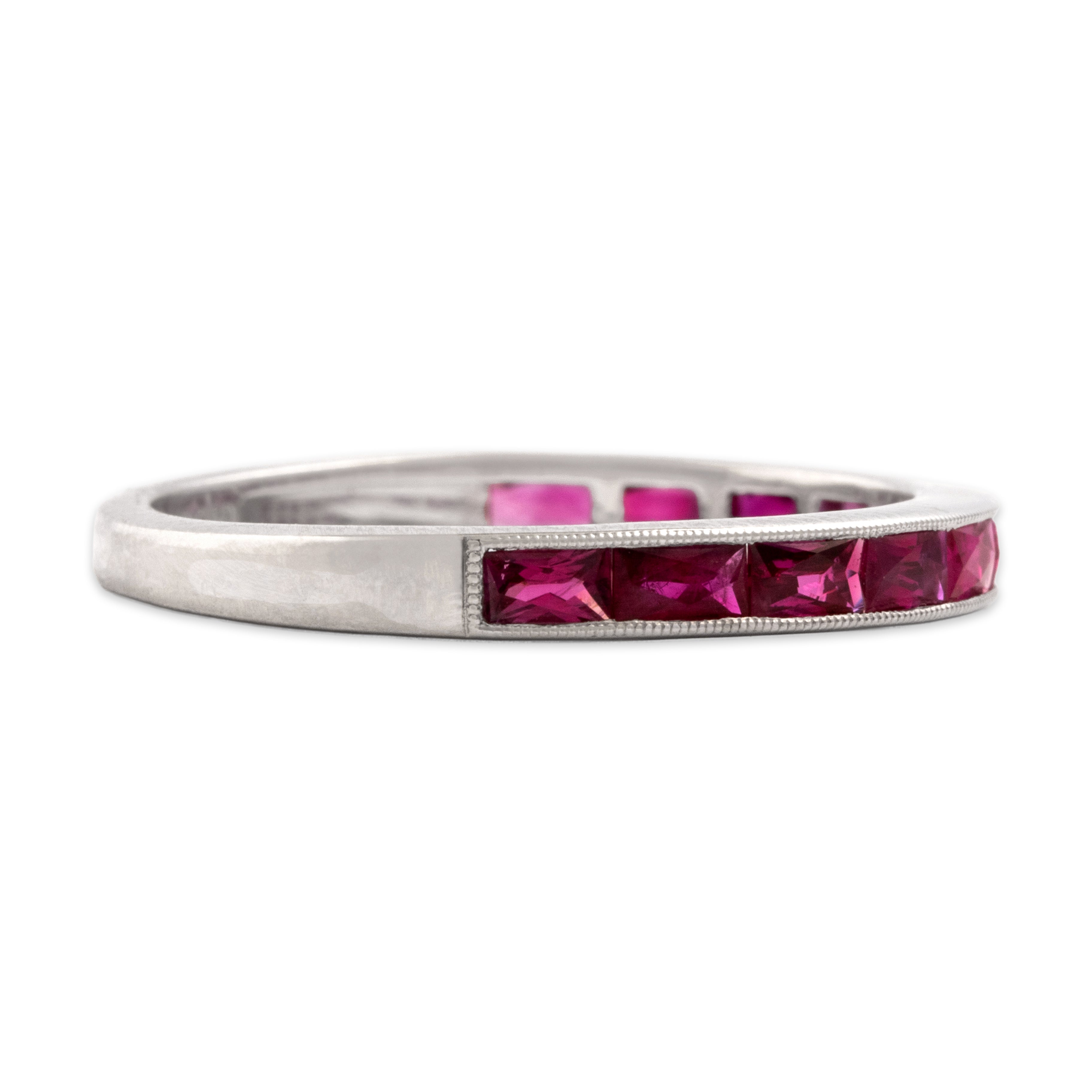 Estate Platinum [Custom Carat] Flashing Milgrain Channel Band Ring - Side view