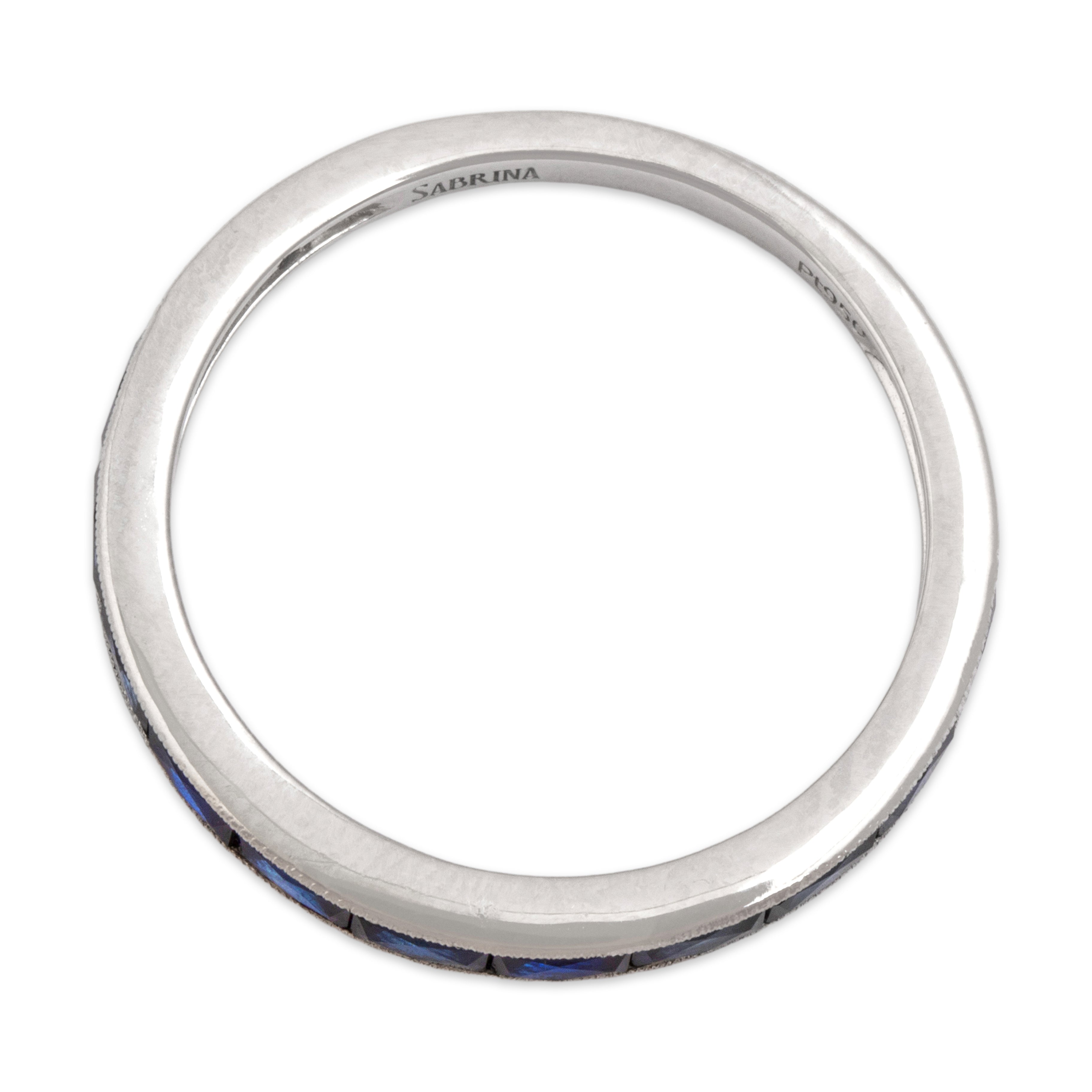 Estate Platinum .87cttw Blue Sapphire Sophisticated French-Cut Band Ring 6.50