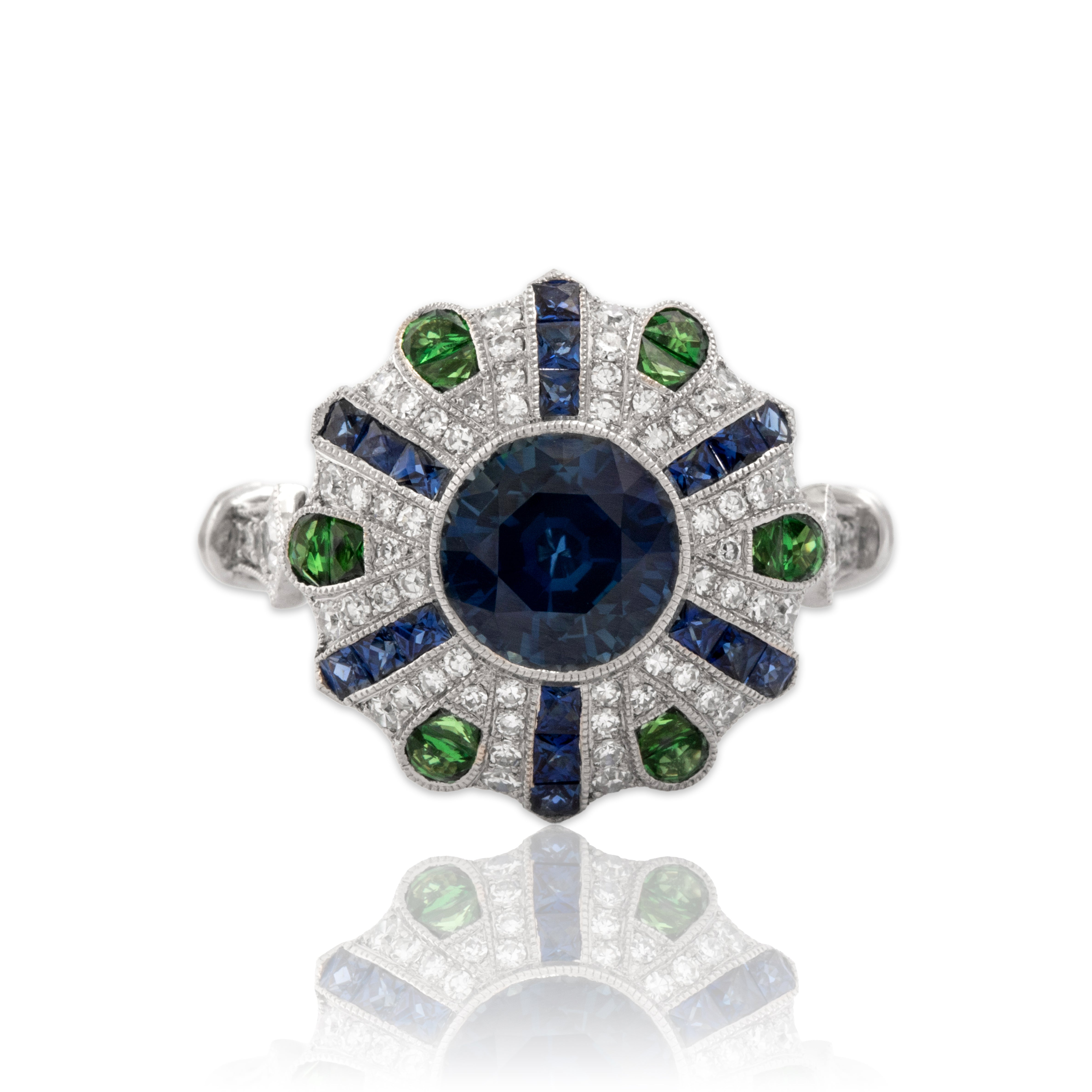 Estate Platinum [Custom Carat] Outstanding Vibrant Burst Ring - Close-up view
