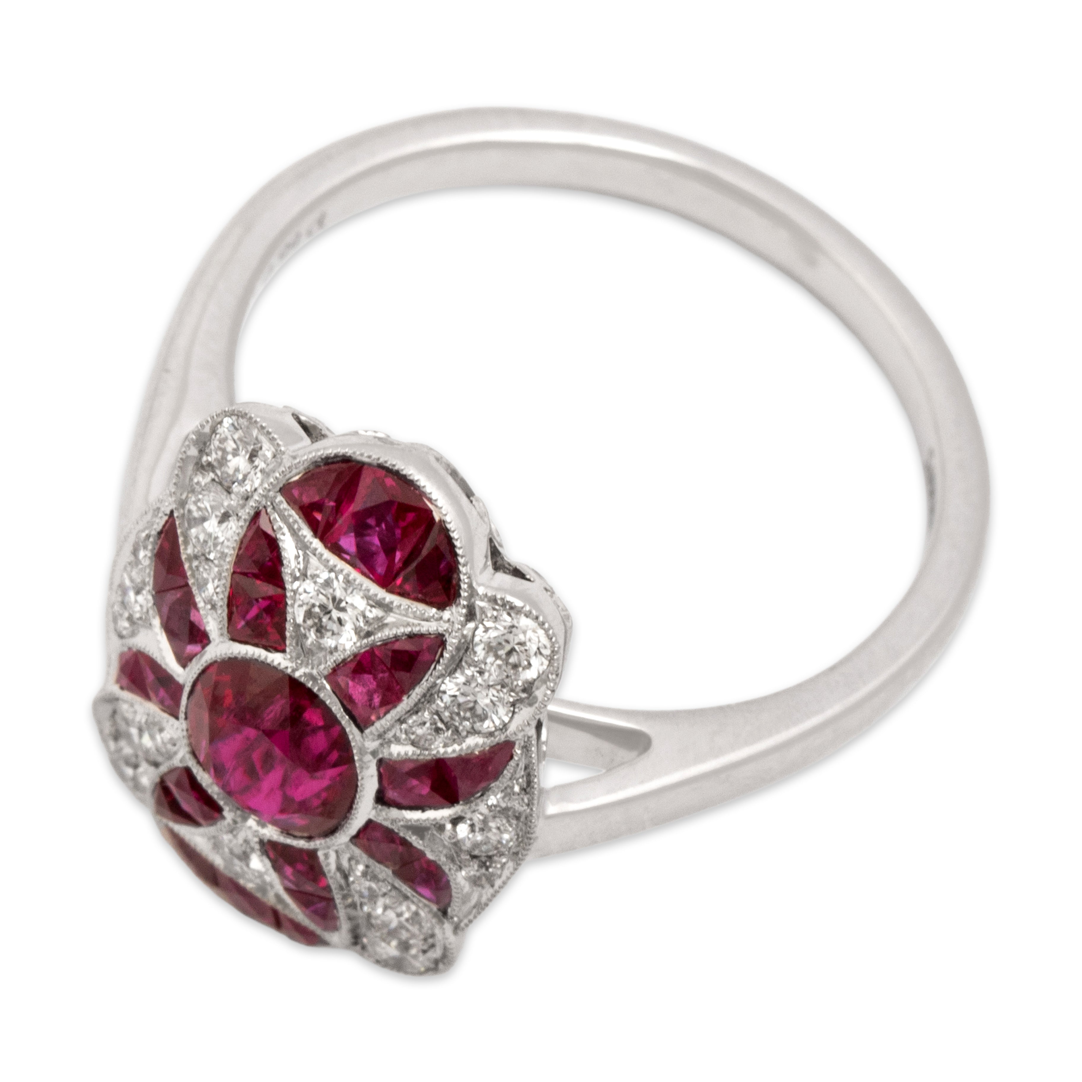 Estate Platinum [Custom Carat] Superb Vibrant Shield Ring - Overall view