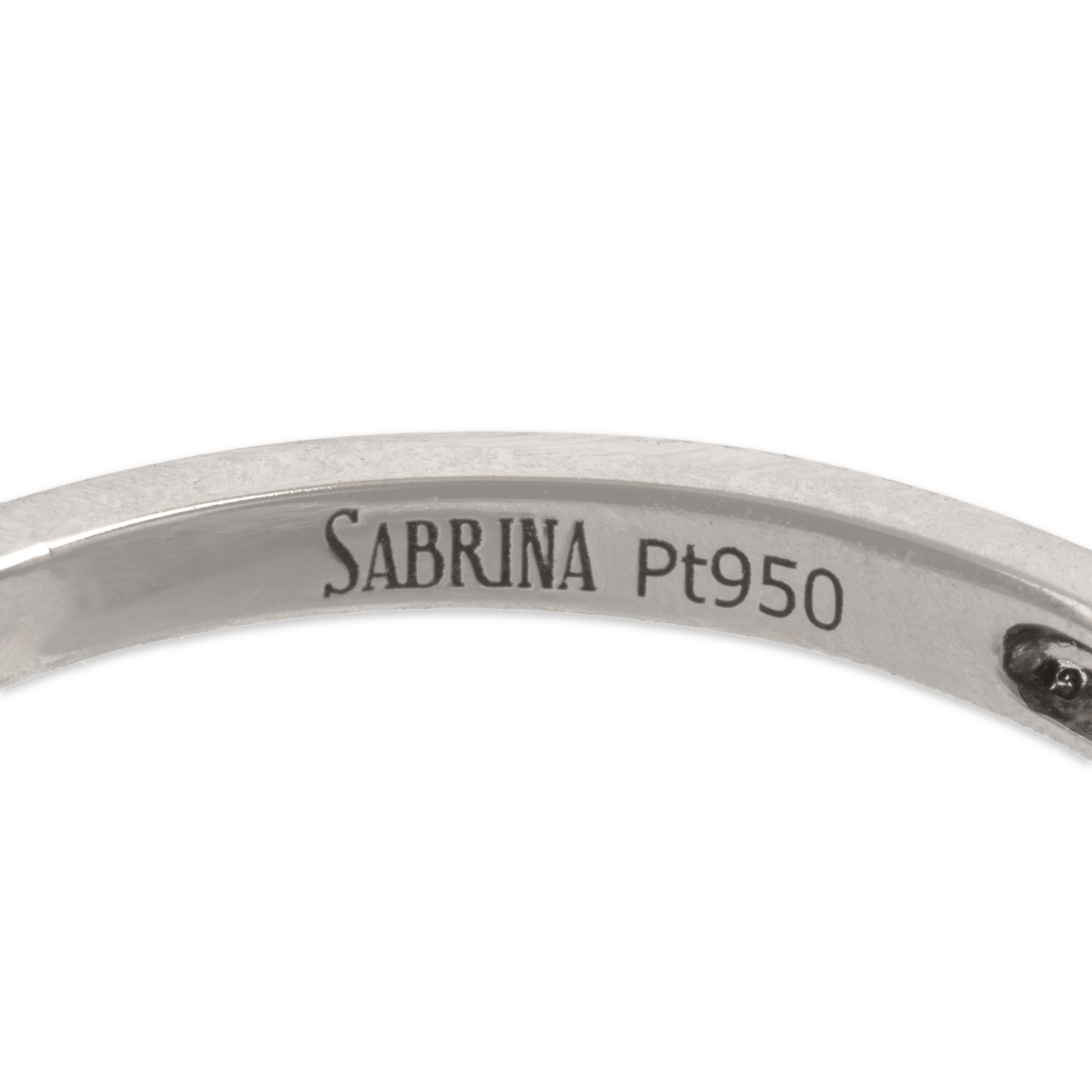 Estate Platinum [Custom Carat] Striking Architectural Glittering Milgrain Shield Ring - Hallmark view
