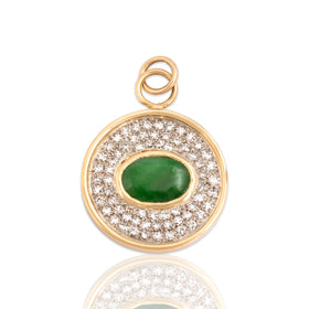 Vintage 18k Yellow & White Gold 3.06ct Jade 1.05cttw Diamond Superb Pendant
