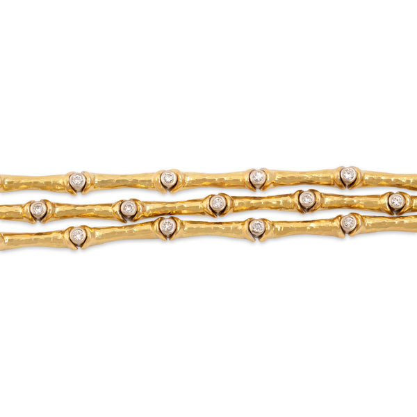 Vintage Italian 18k Yellow & White Gold .79cttw Diamond Triple Line Bracelet 6.5