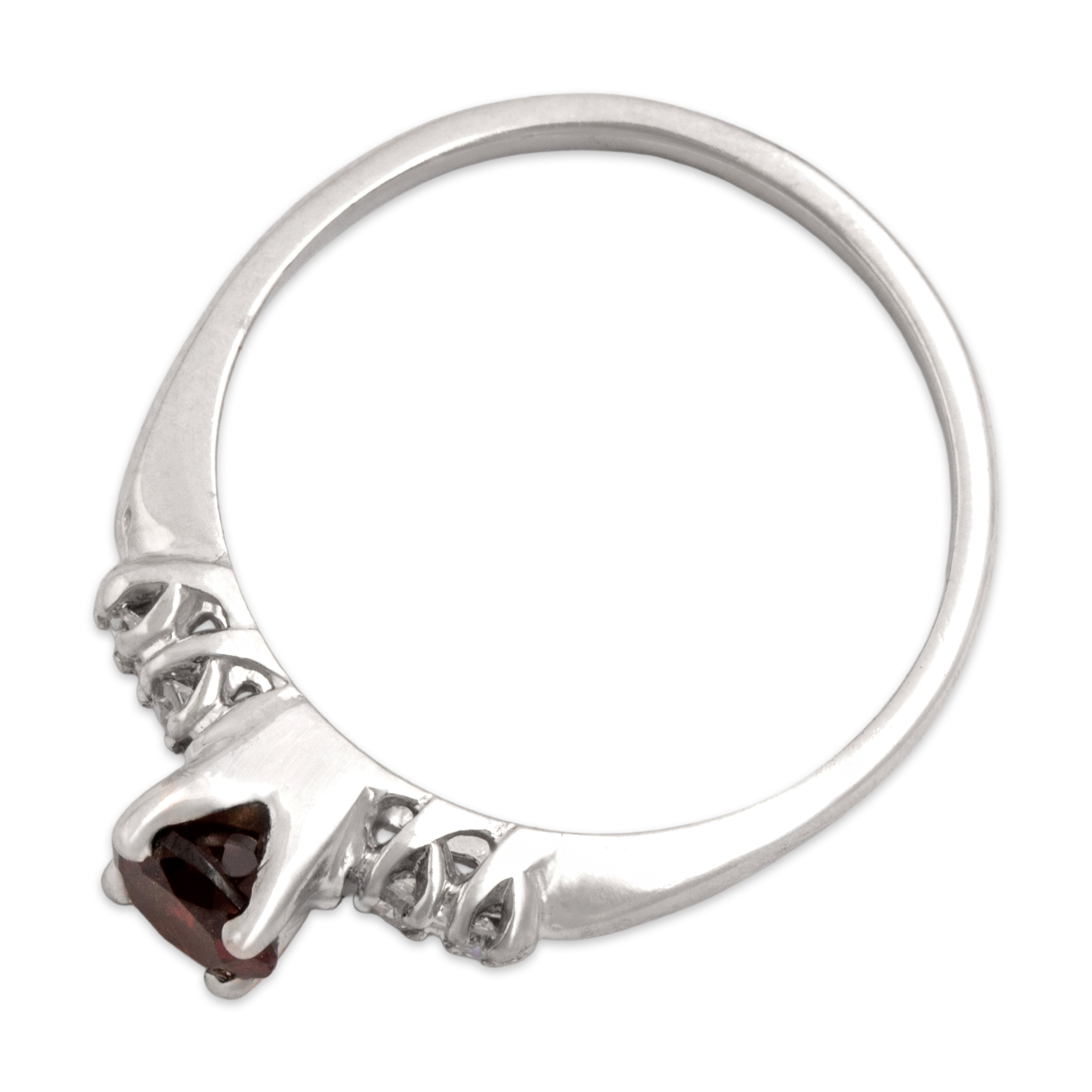 Vintage 14k White Gold .53ct Garnet Diamond Vivid Crimson Sparkle Ring - Overall view