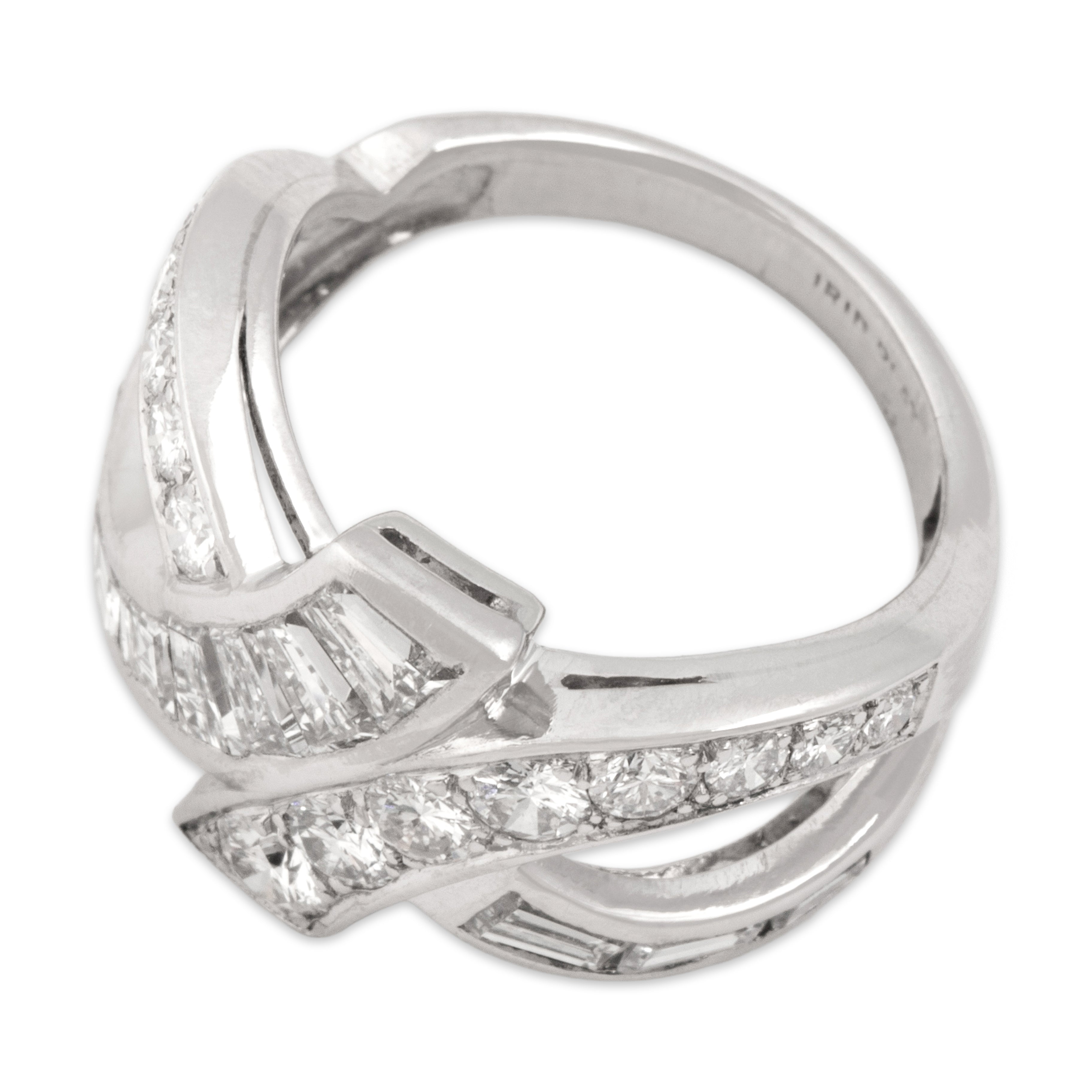 Vintage Platinum 1.49cttw Diamond Dazzling Infinity Bypass Band Ring - Overall view