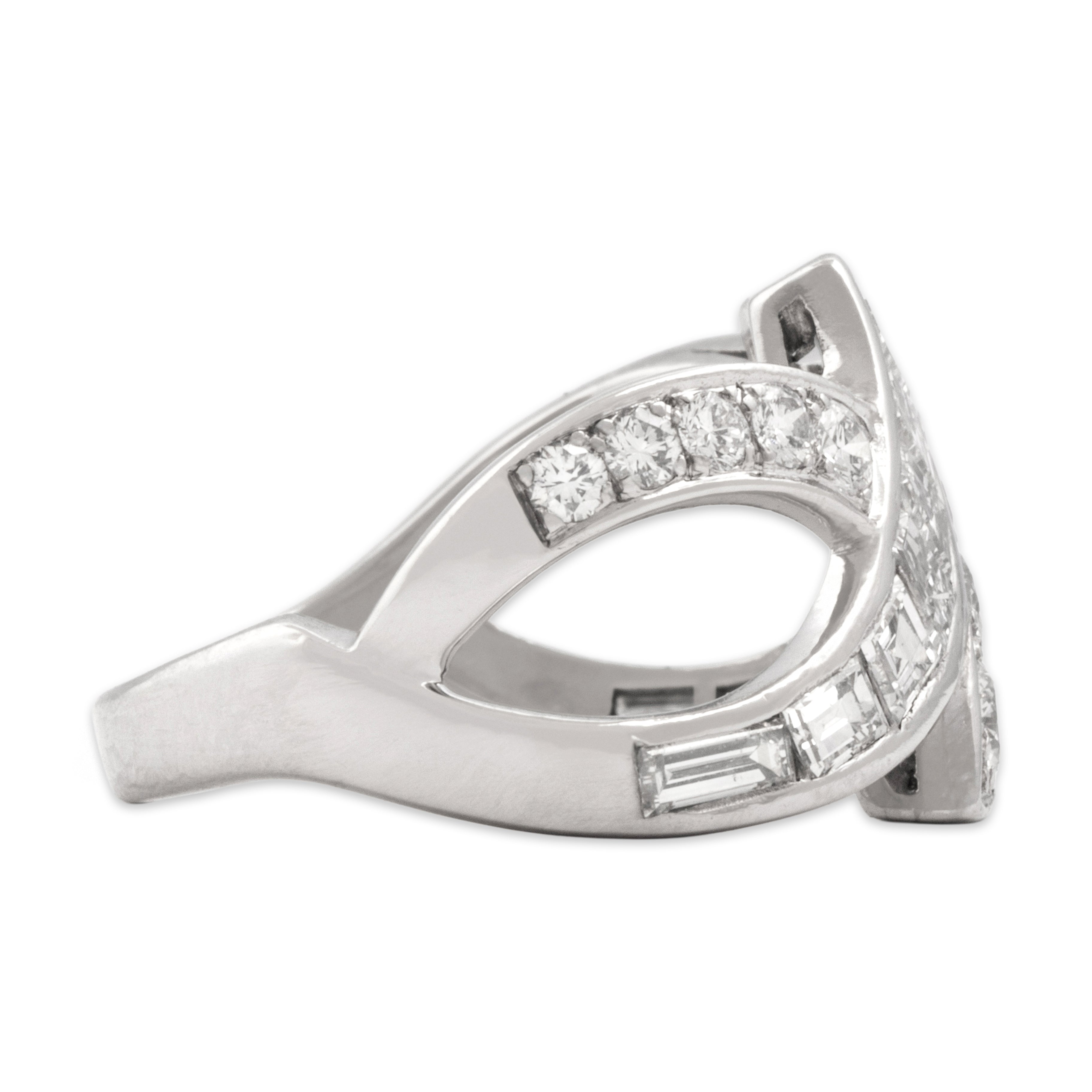 Vintage Platinum 1.49cttw Diamond Dazzling Infinity Bypass Band Ring - Side view