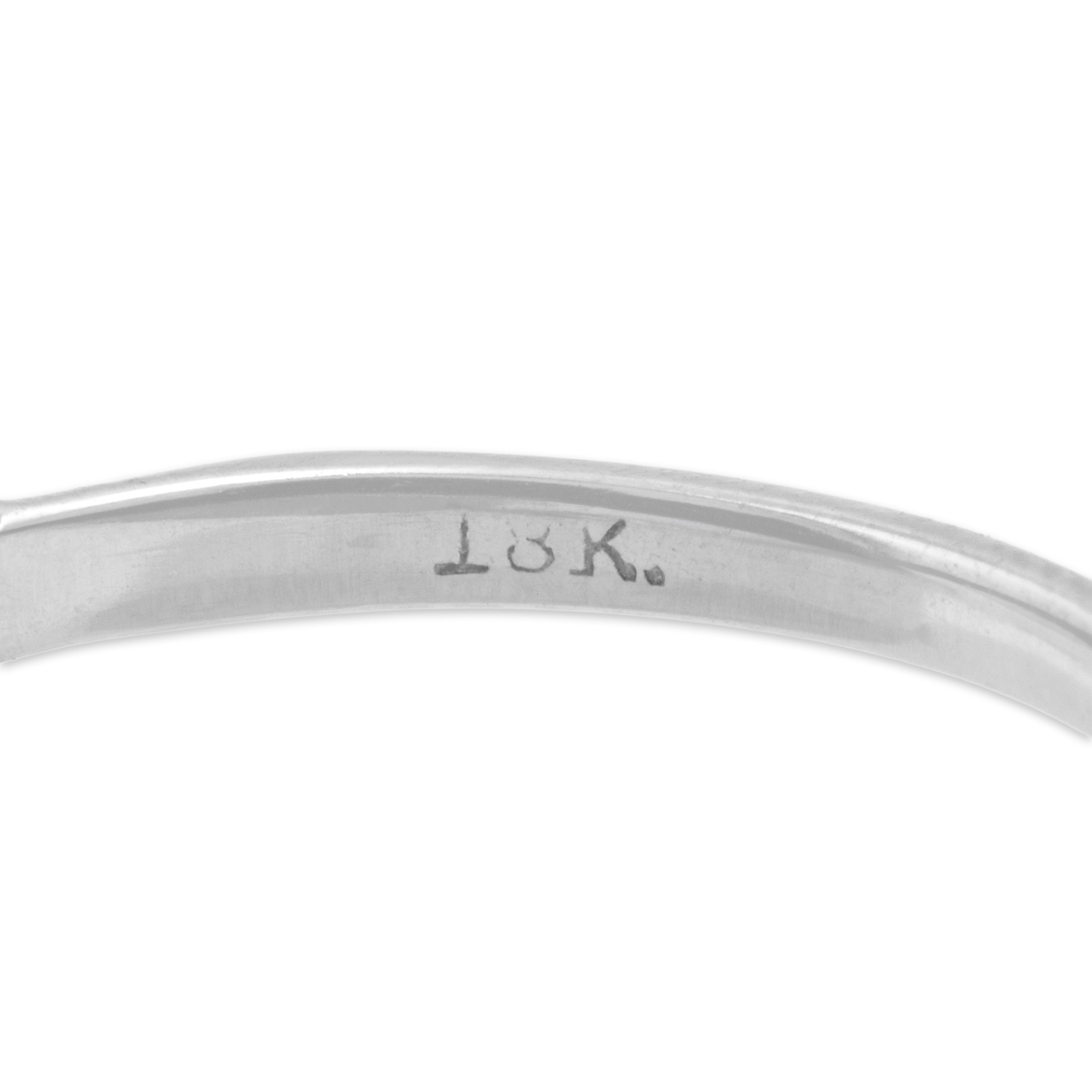 Antique 18k White Gold .68cttw Old European Cut Diamond Refined Tapered Shoulders Ring - Hallmark view