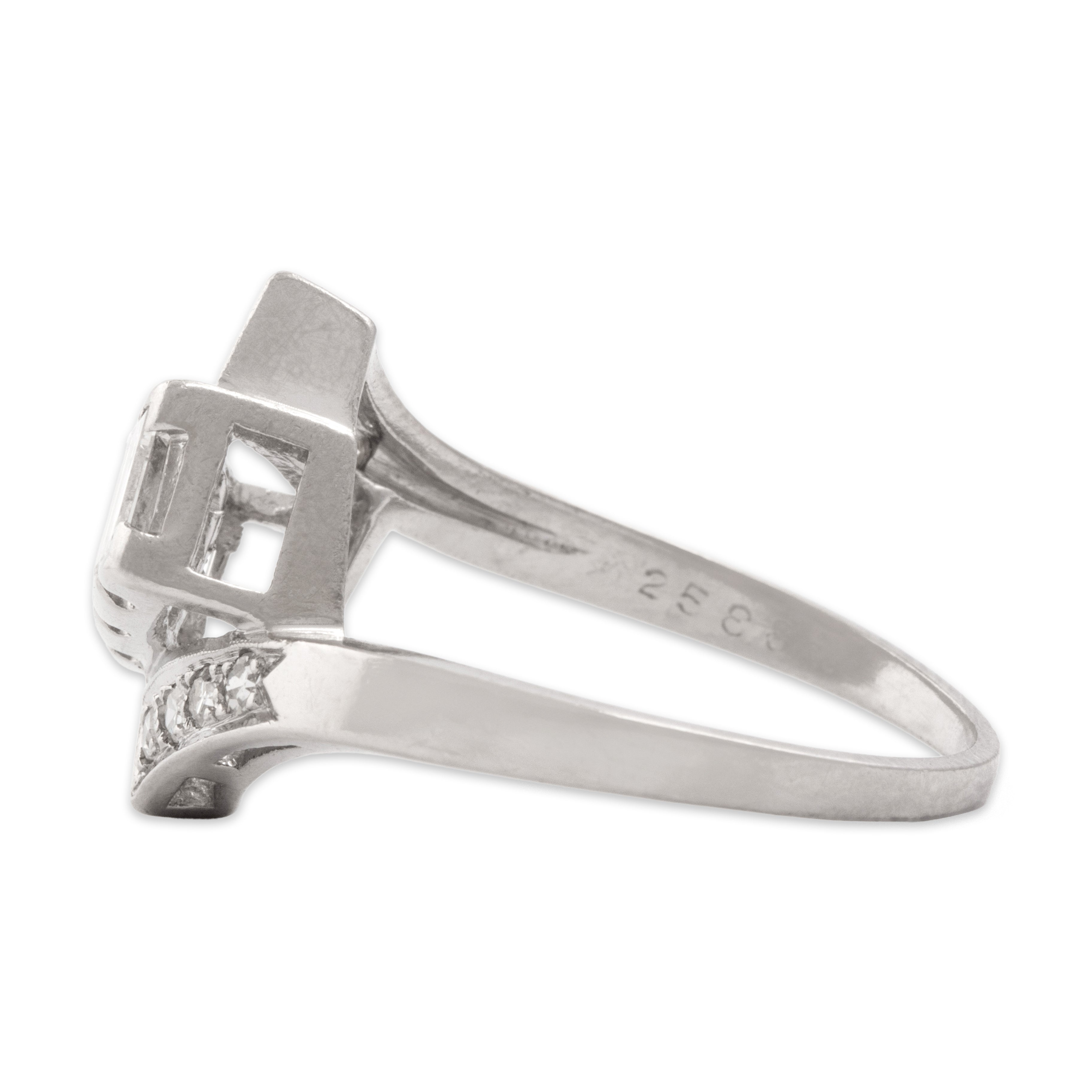 Vintage Platinum 1.15cttw Diamond Incredible Sparkling Bypass Ring - Side view