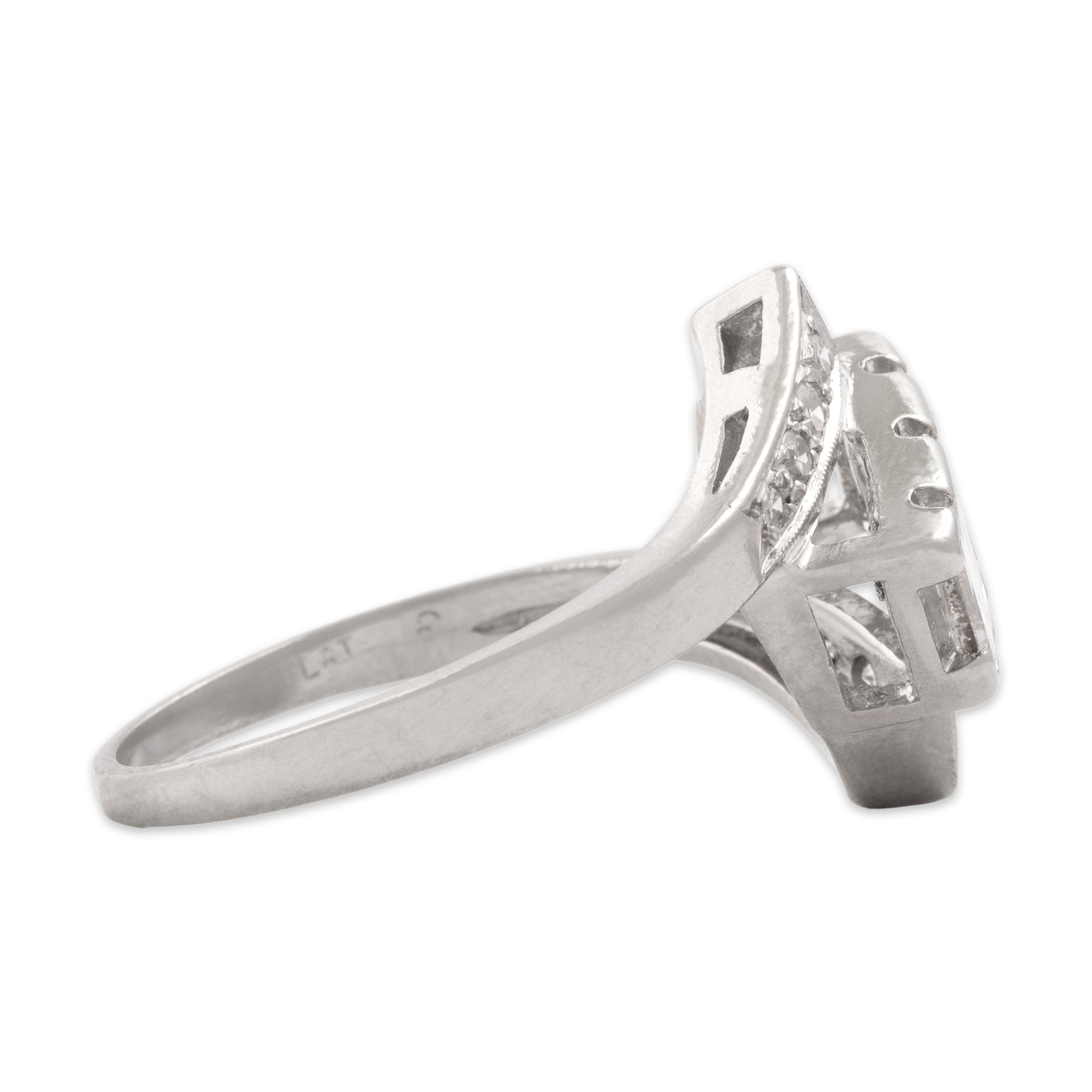 Vintage Platinum 1.15cttw Diamond Incredible Sparkling Bypass Ring - Side view