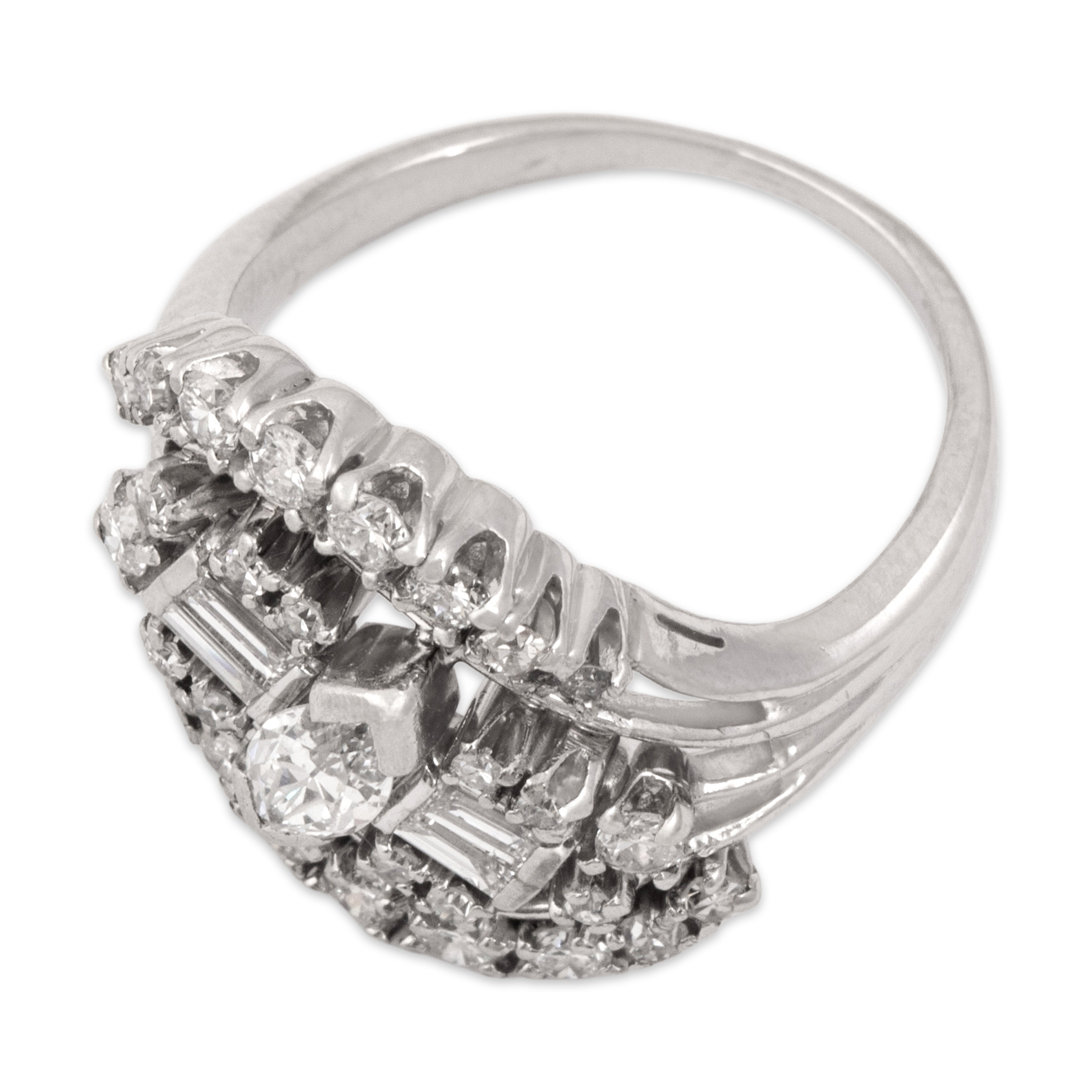 Vintage Platinum .85cttw Diamond Incredible Swooping Cluster Ring - Overall view