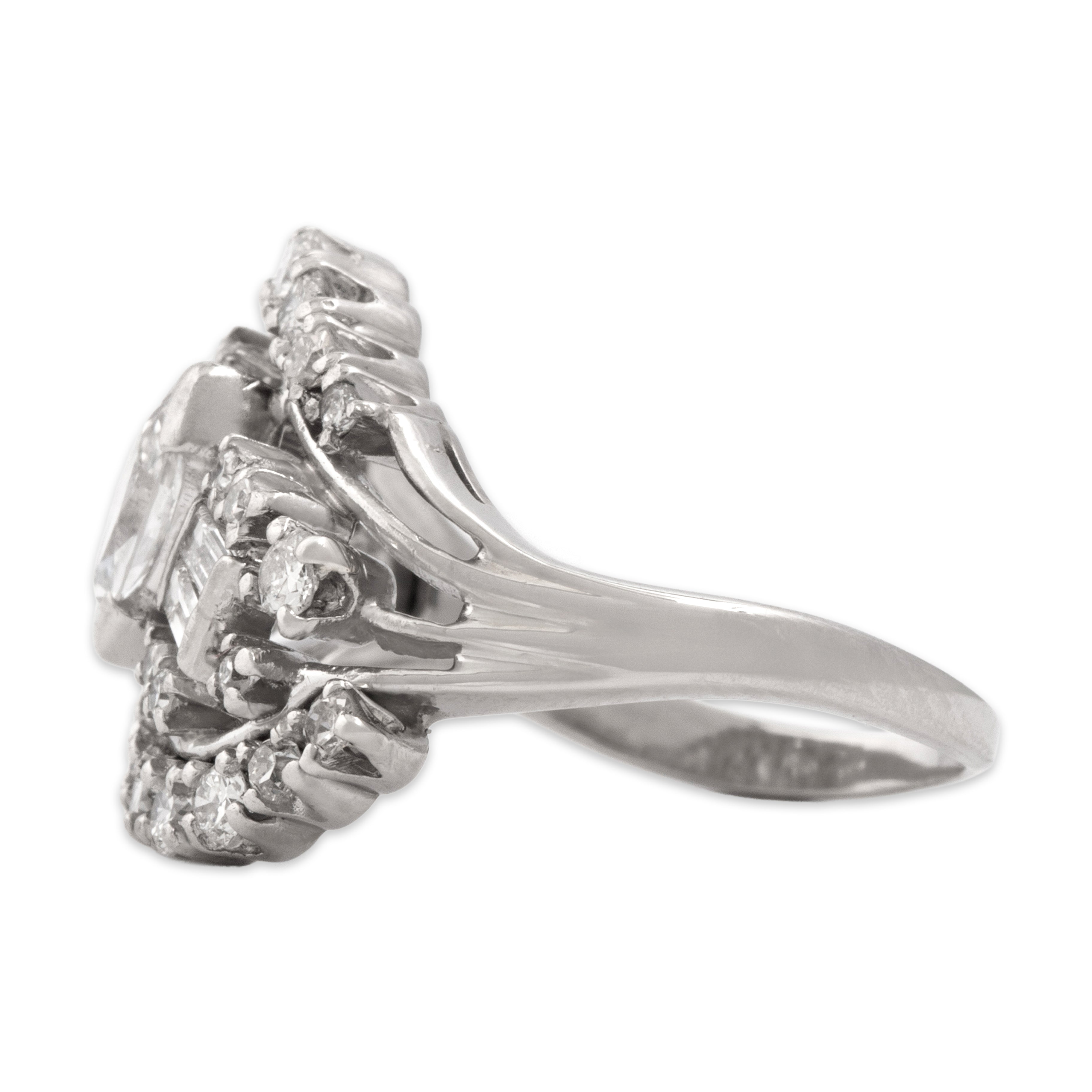 Vintage Platinum .85cttw Diamond Incredible Swooping Cluster Ring - Side view