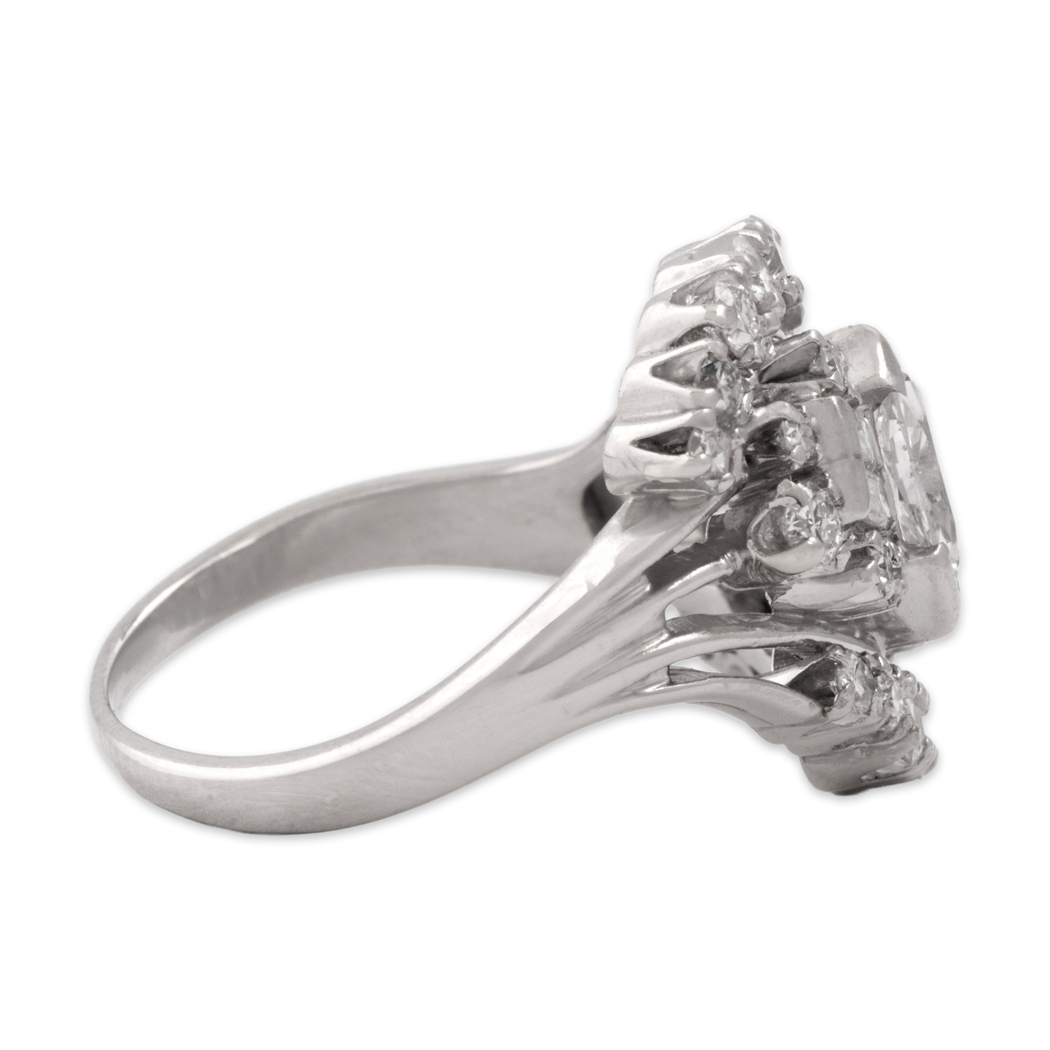 Vintage Platinum .85cttw Diamond Incredible Swooping Cluster Ring - Side view