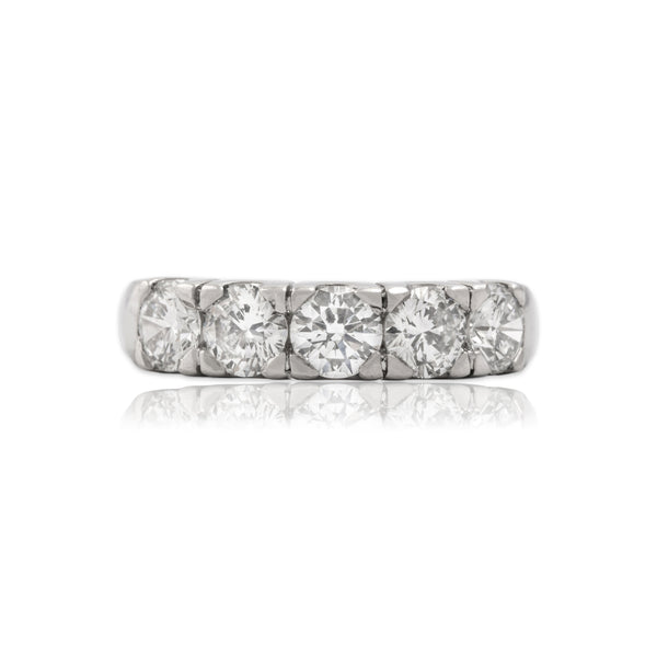 Vintage Platinum 1.65cttw Diamond Exceptional Sparkling Line Band Ring 6.25