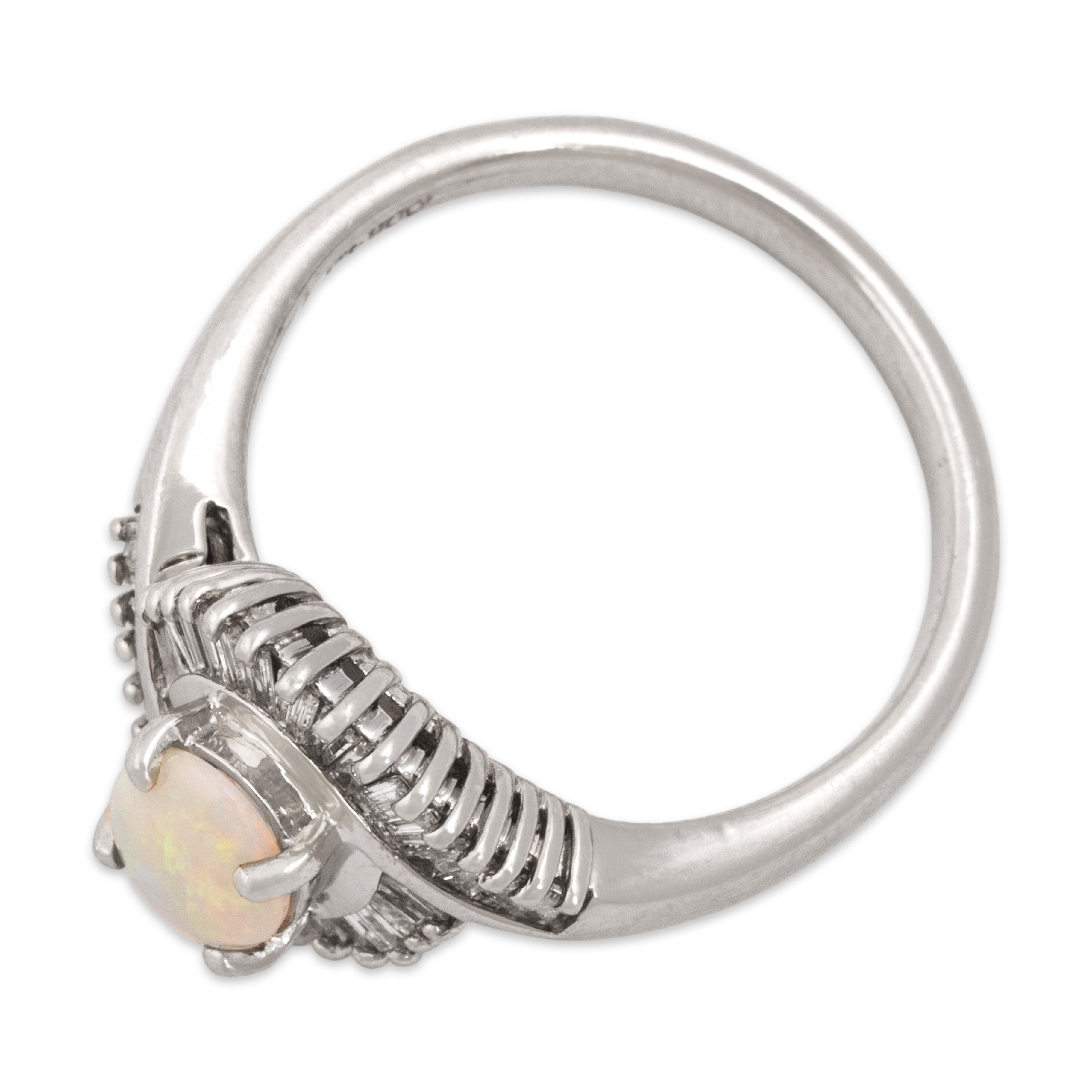 Vintage Platinum [Custom Carat] Luminous Swooping Halo Ring - Overall view