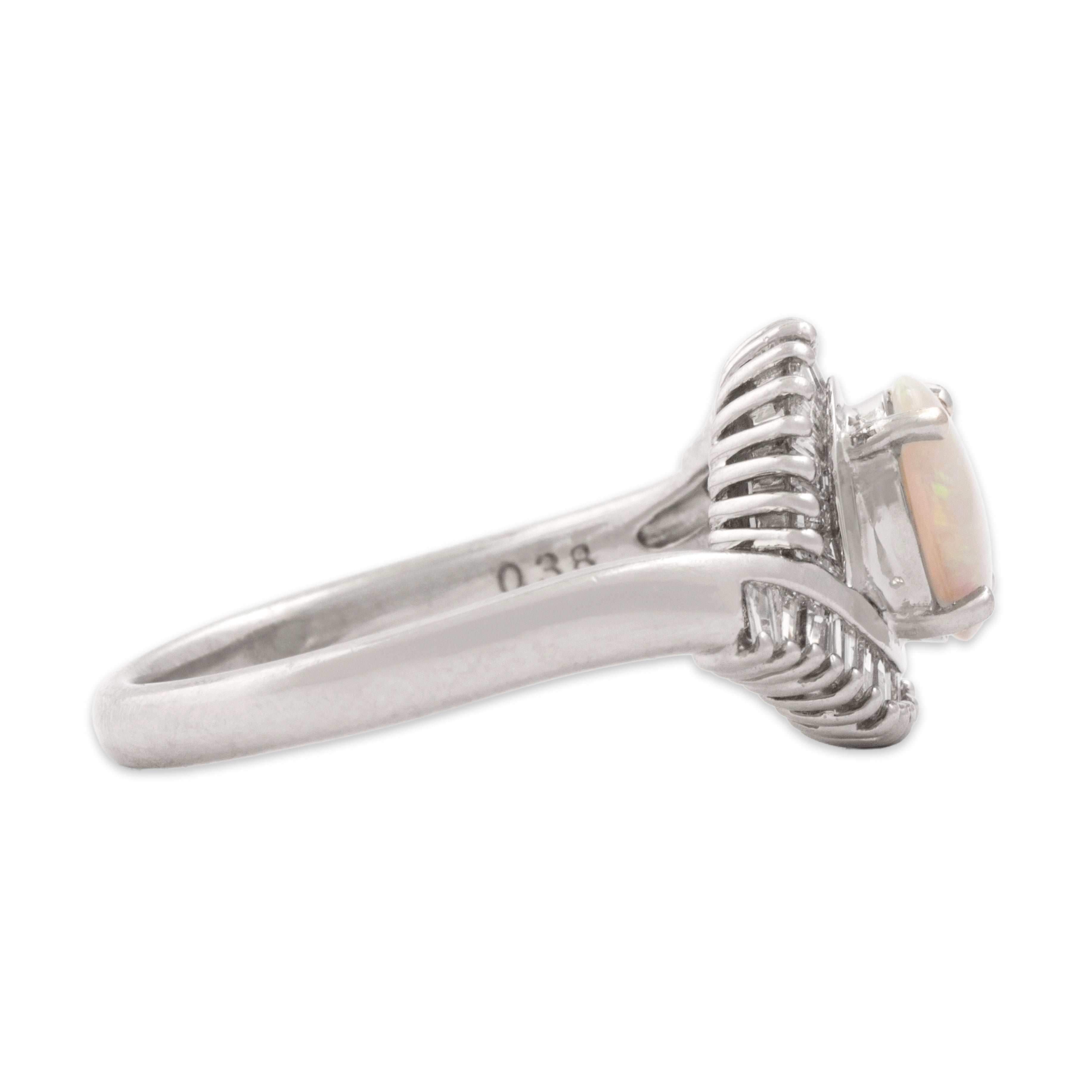 Vintage Platinum [Custom Carat] Luminous Swooping Halo Ring - Side view