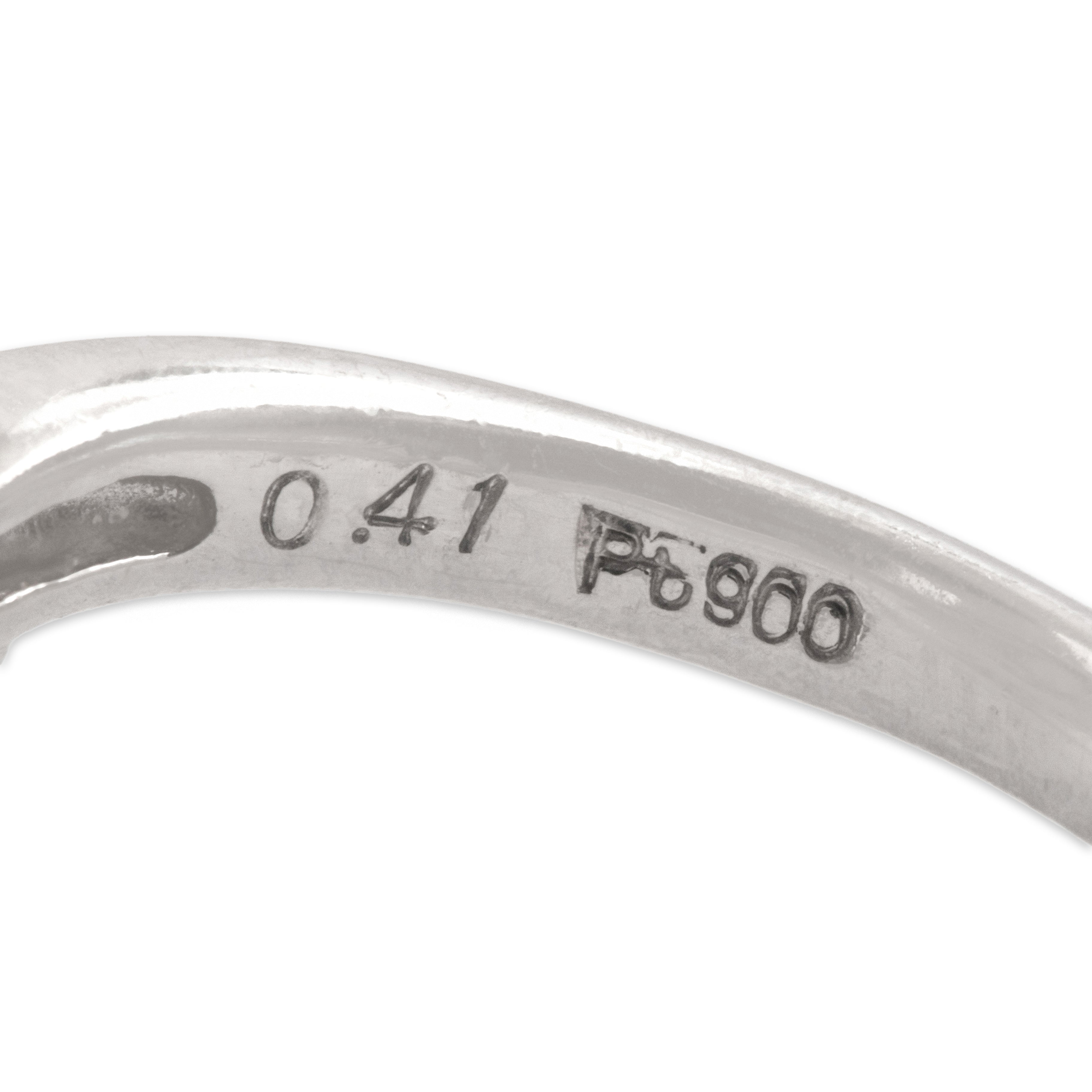 Vintage Platinum [Custom Carat] Luminous Swooping Halo Ring - Hallmark view