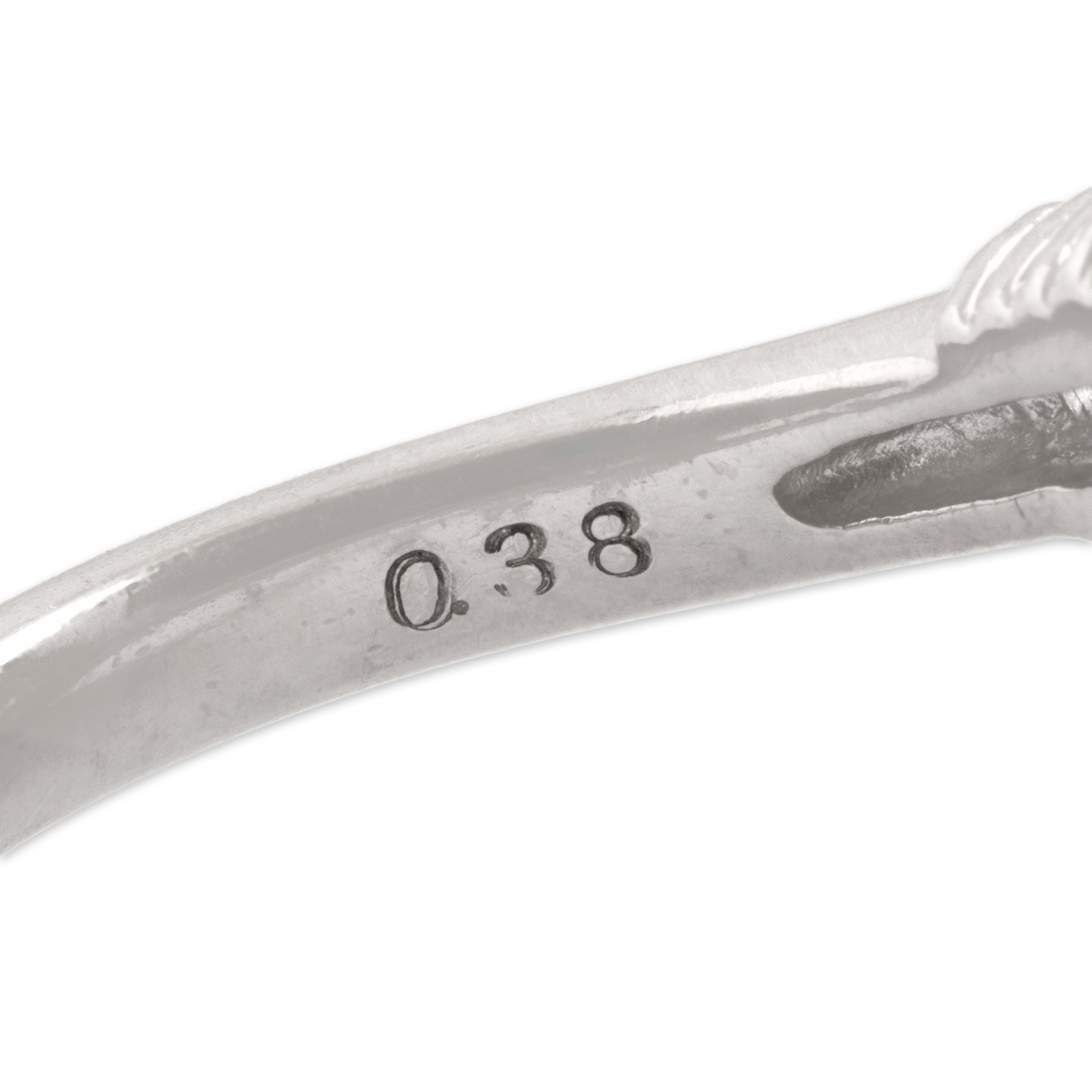 Vintage Platinum [Custom Carat] Luminous Swooping Halo Ring - Hallmark view