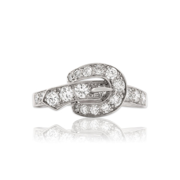 Vintage Platinum .57cttw Diamond Stunning Swooping Buckle Ring 6.00
