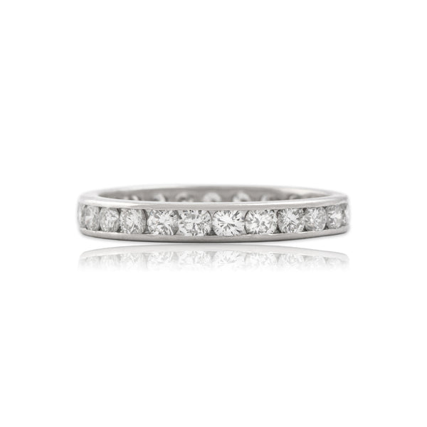 Vintage Platinum 1.07cttw Diamond Sleek Classic Channel Eternity Band Ring 5.75