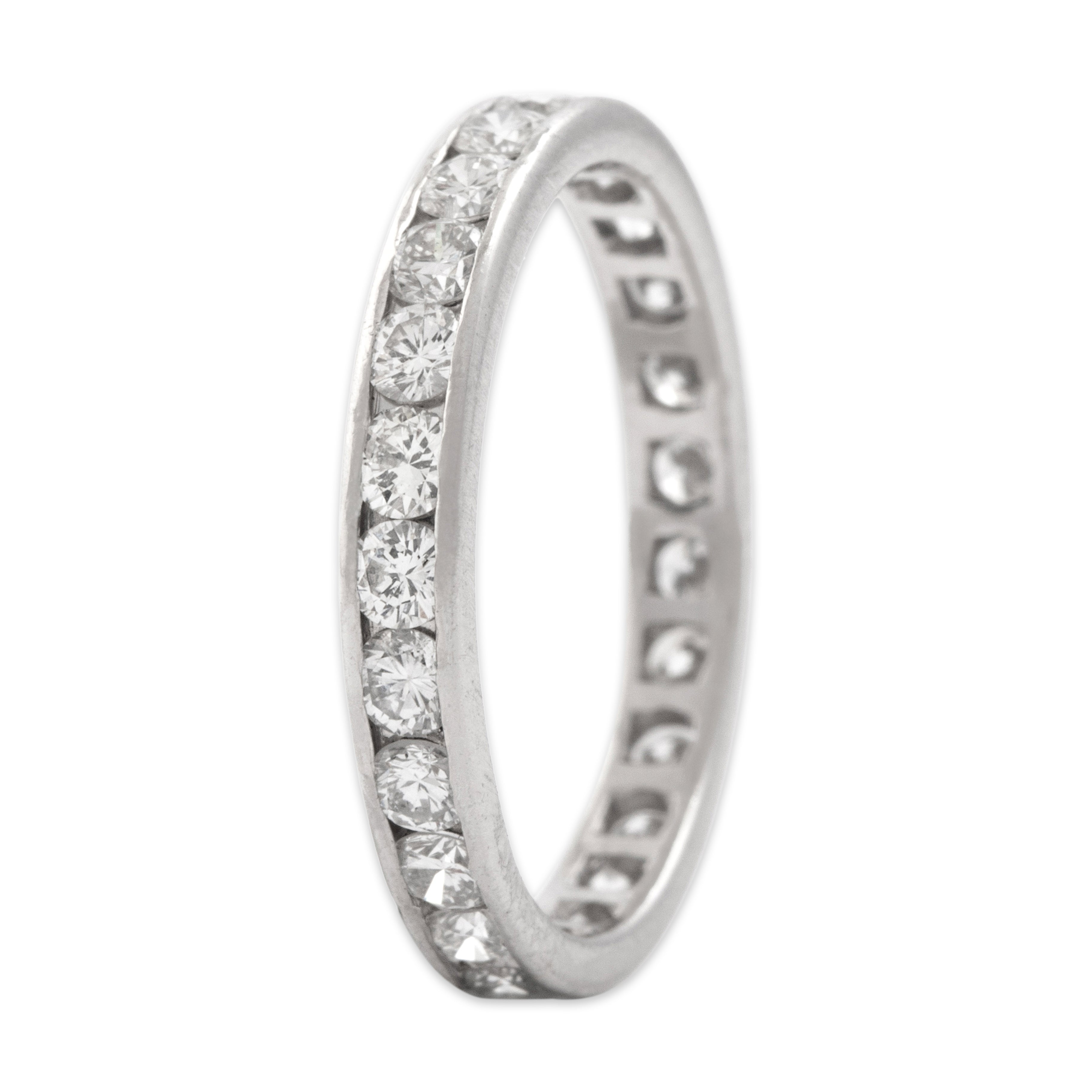 Vintage Platinum 1.07cttw Diamond Sleek Classic Channel Eternity Band Ring - Overall view