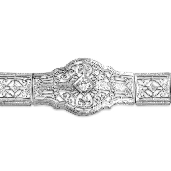 Antique Platinum & 14k Yellow Gold Old European Diamond Superb Openwork Bracelet 6.5