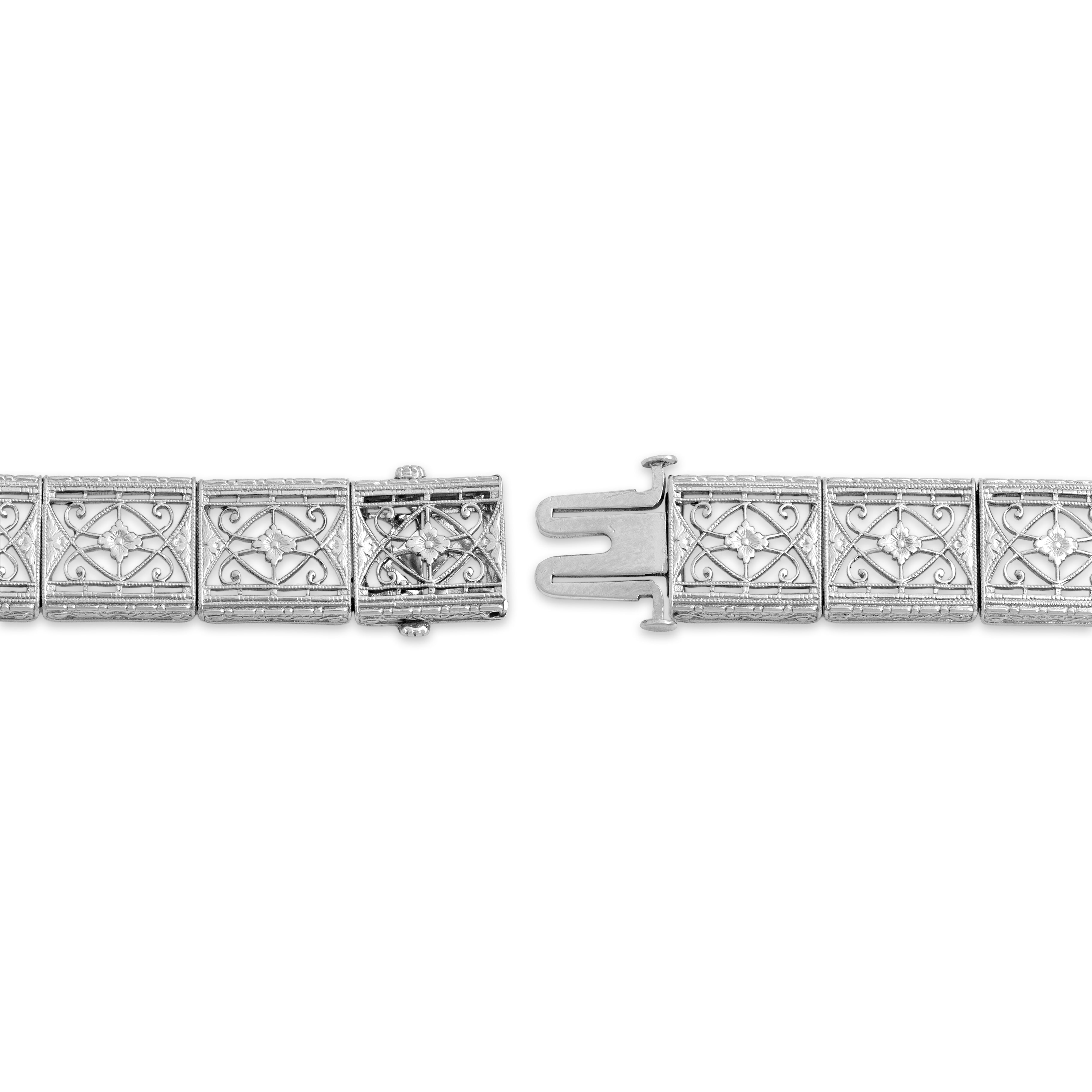 Antique Platinum & 14k Yellow Gold Old European Diamond Superb Openwork Bracelet 6.5