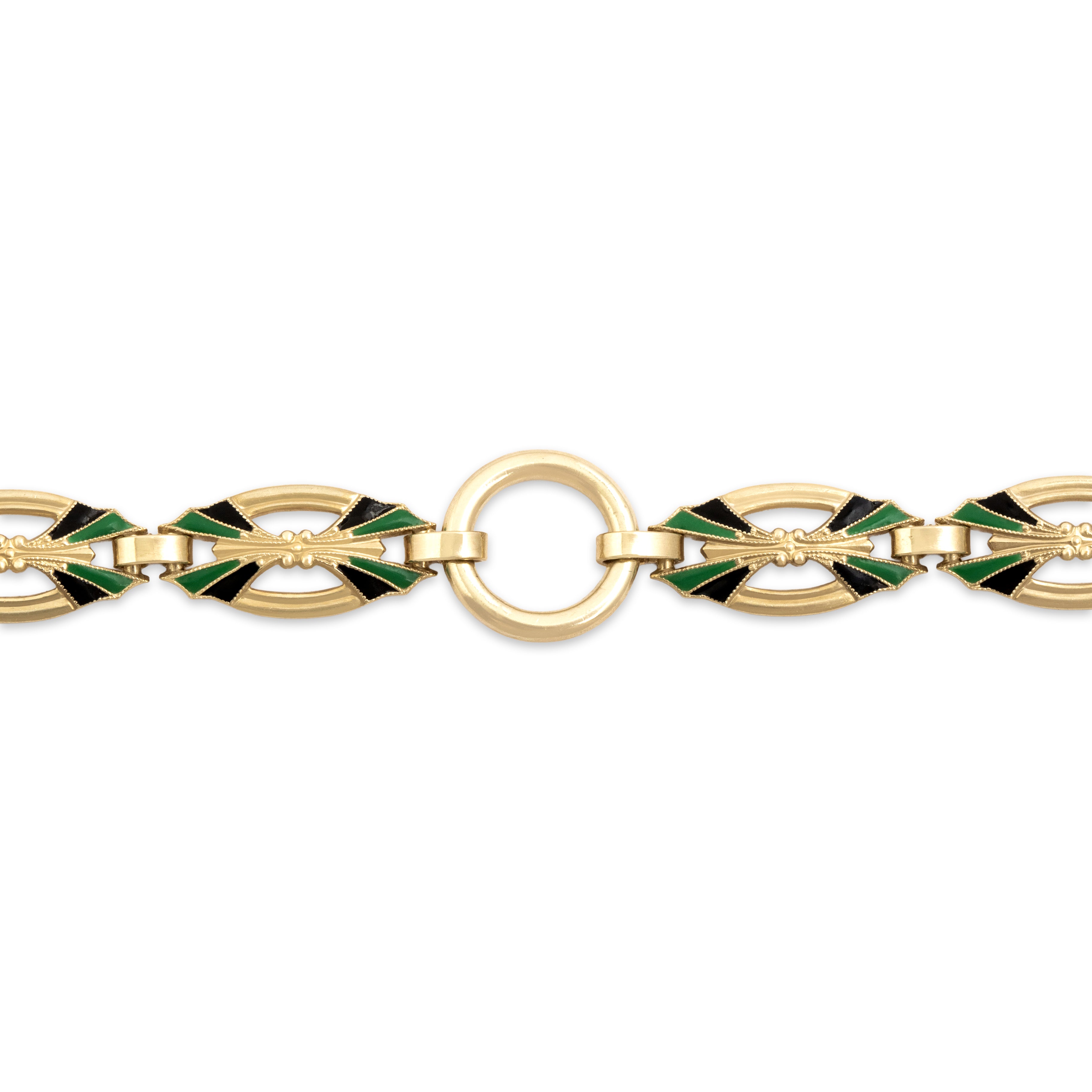 Antique 14k Yellow Gold Decorative Enamel Bracelet - detail view #1