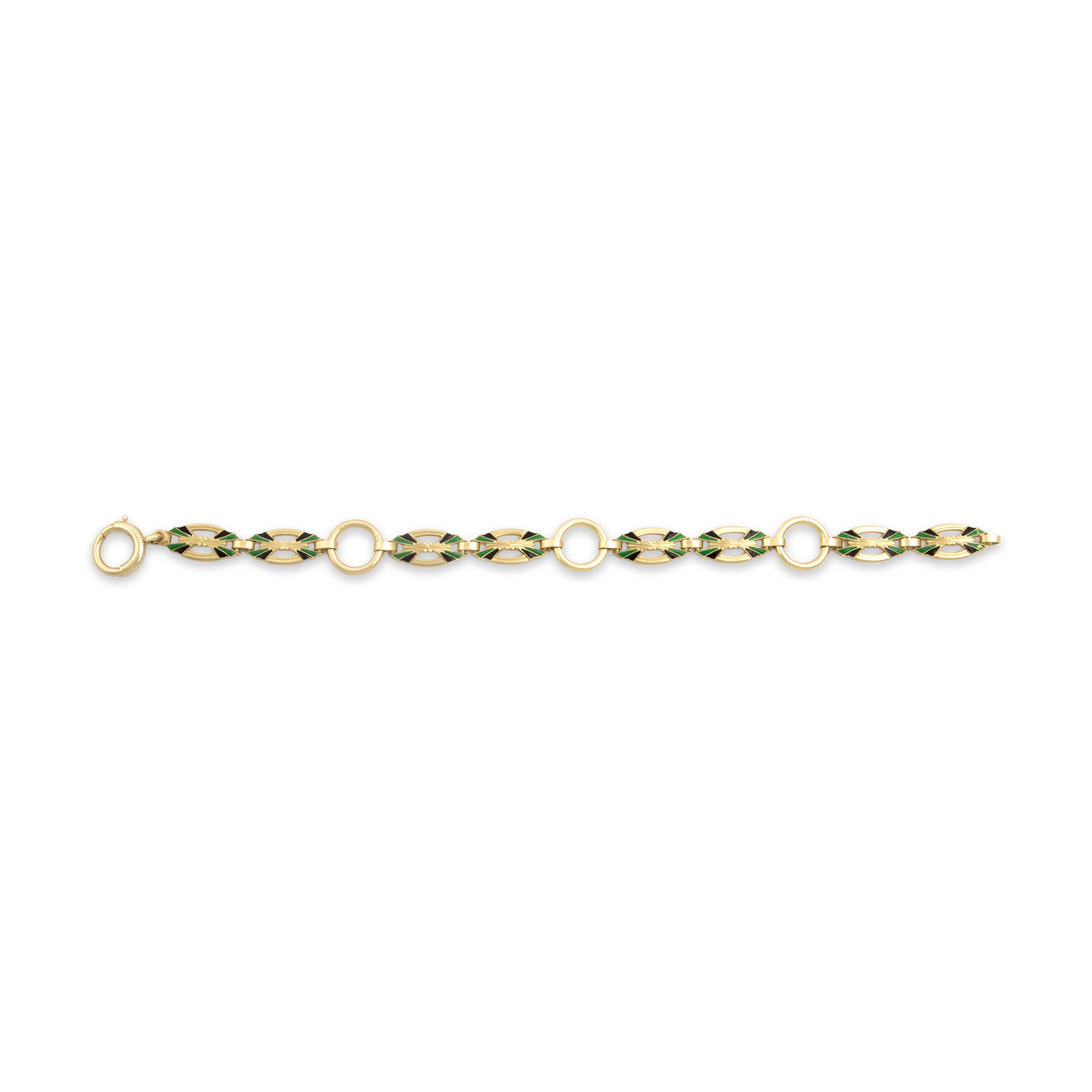 Antique 14k Yellow Gold Decorative Enamel Bracelet - Overall view