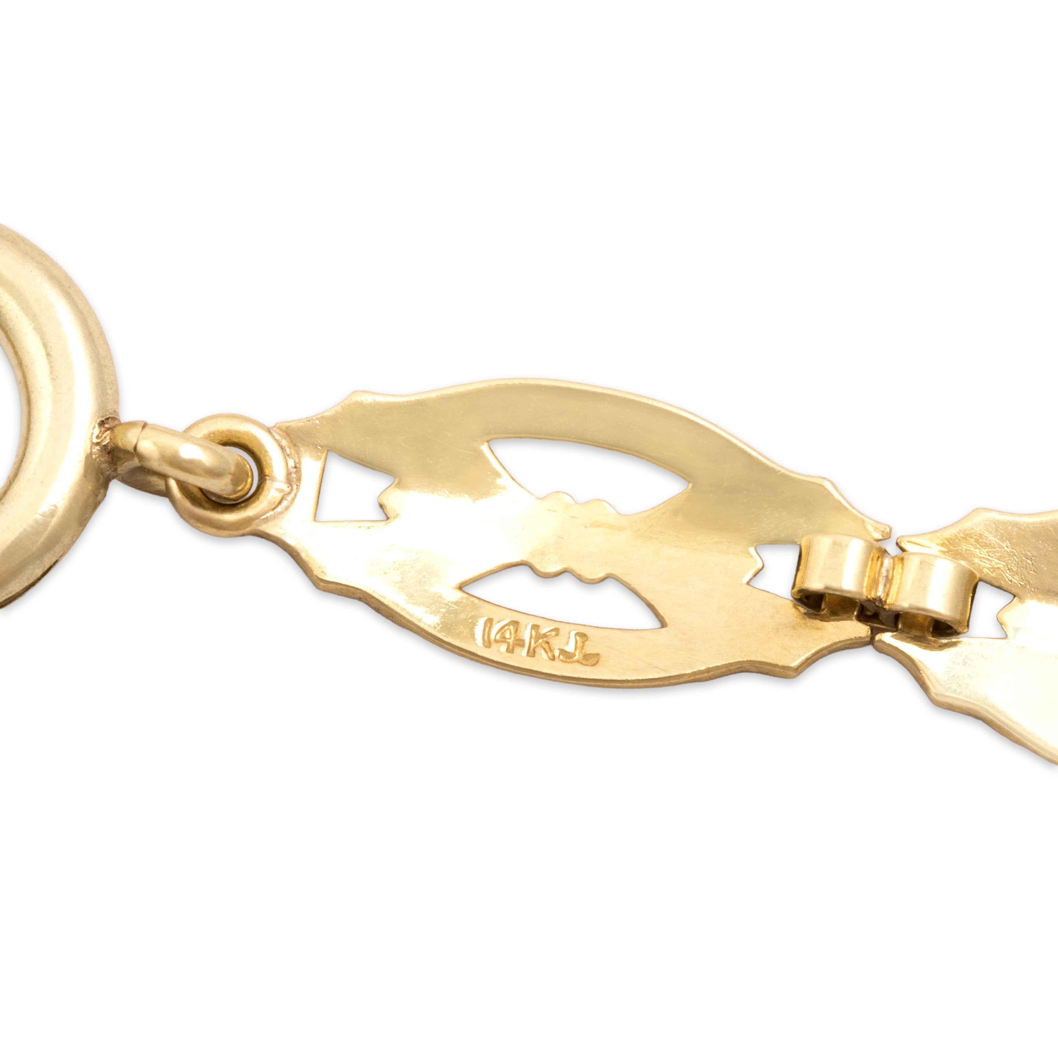 Antique 14k Yellow Gold Decorative Enamel Bracelet - Hallmark view
