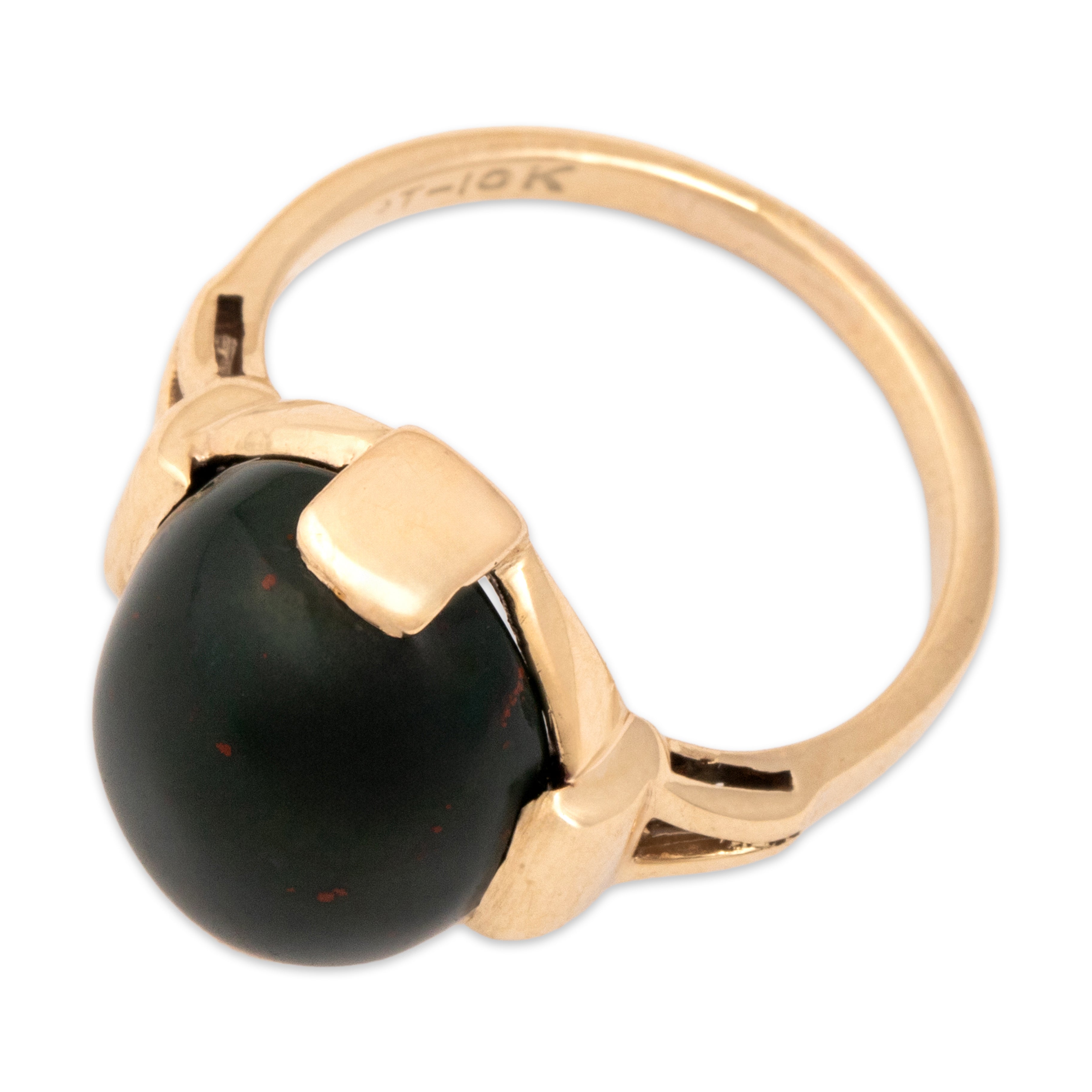 Vintage 10k Yellow Gold 6.43ct Bloodstone Bold Architectural Dome Ring - Overall view
