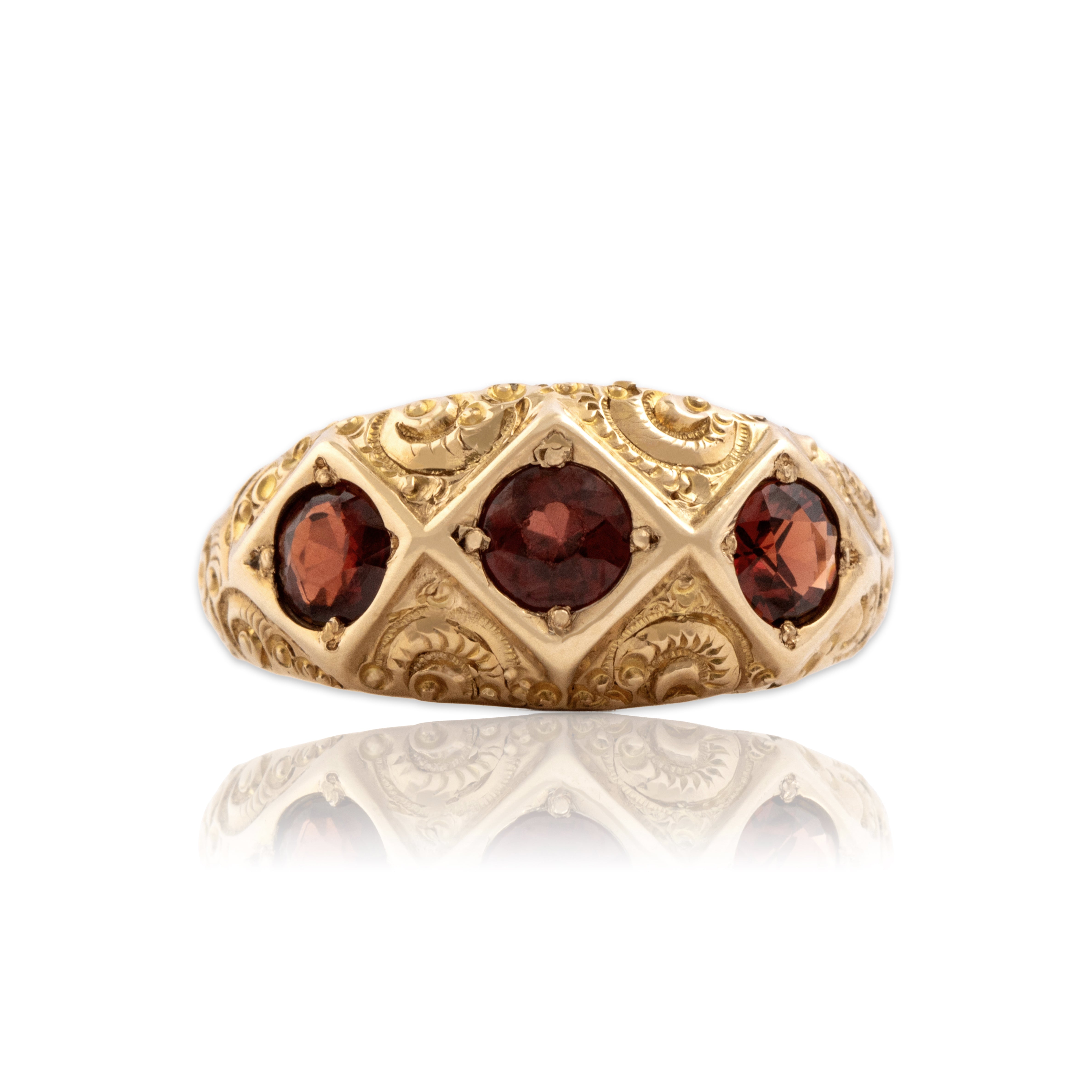 Antique Victorian 10k Rosy Yellow Gold .91cttw Garnet Incredible Ring 6.00
