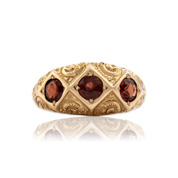 Antique Victorian 10k Rosy Yellow Gold .91cttw Garnet Incredible Ring 6.00