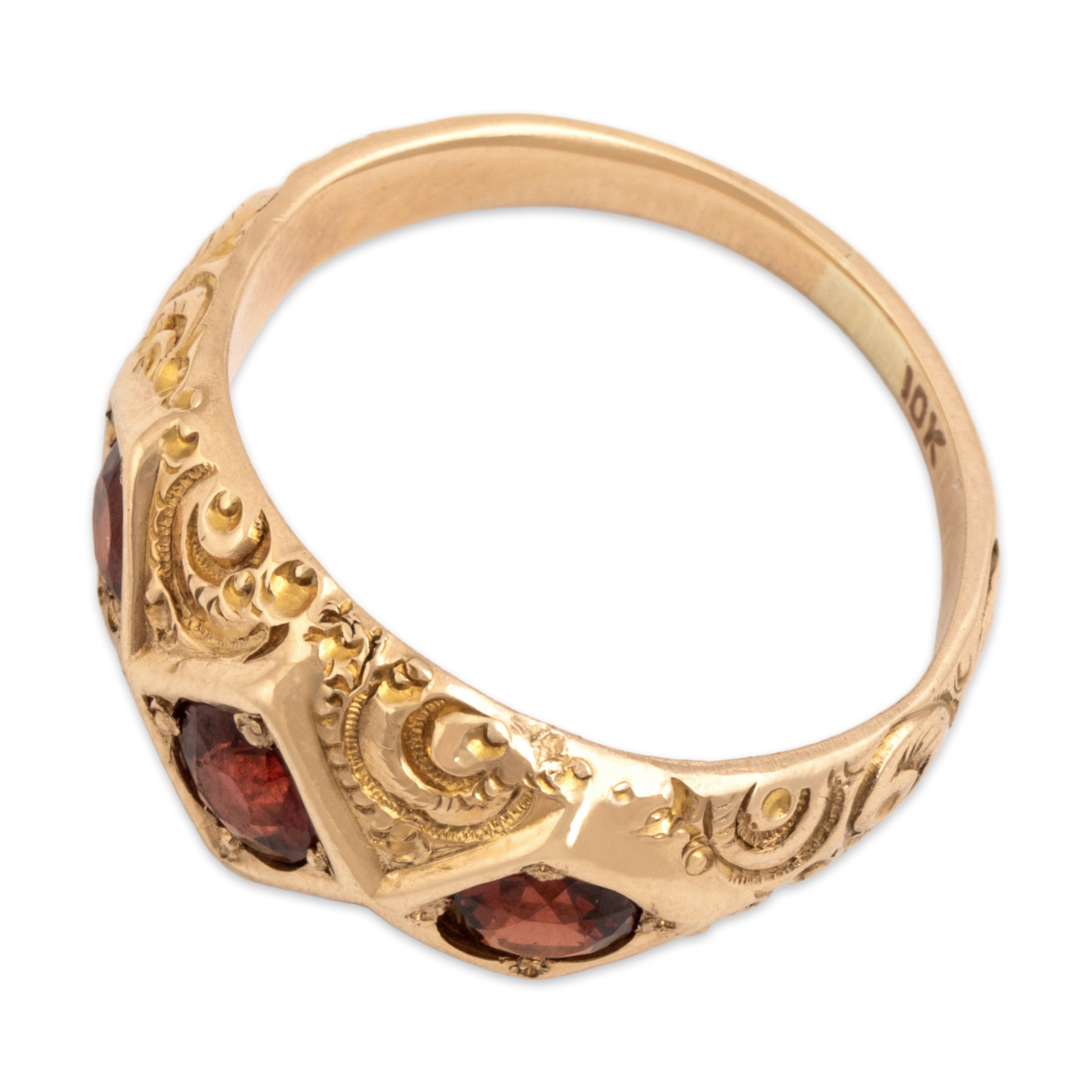 Antique Victorian 10k Rosy Yellow Gold .91cttw Garnet Incredible Ring 6.00