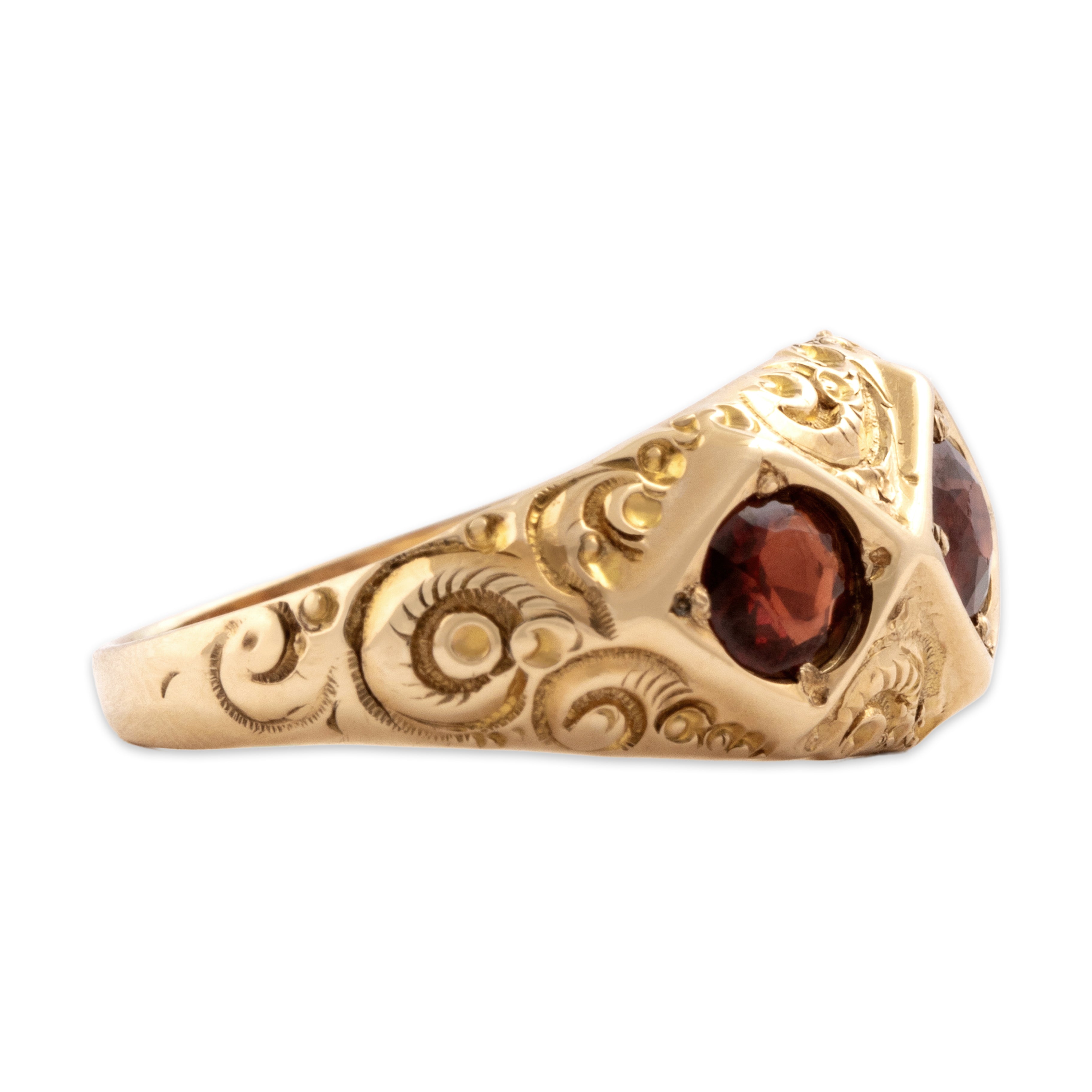 Antique Victorian 10k Rosy Yellow Gold .91cttw Garnet Incredible Ring 6.00