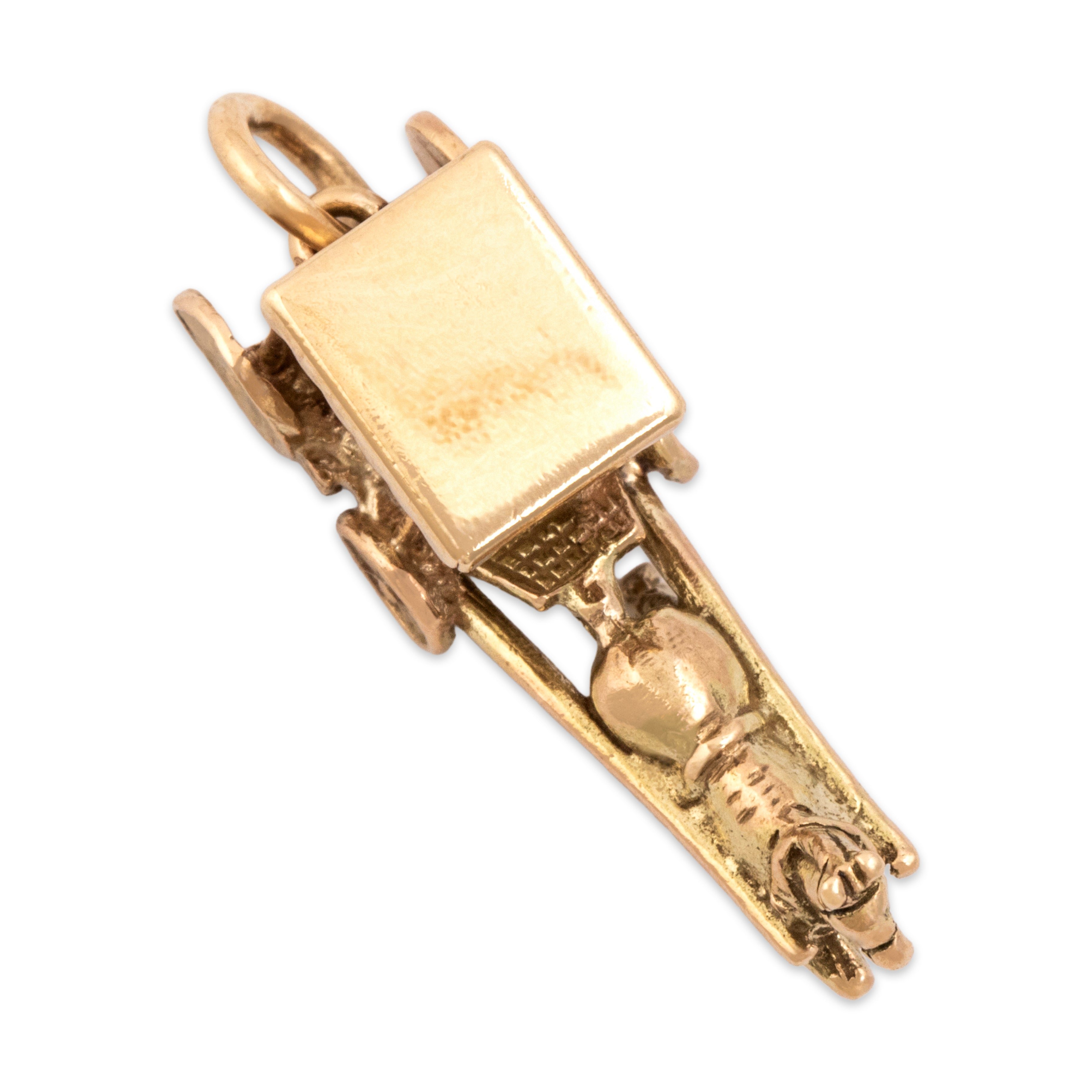 Vintage English 9k Yellow Gold Delightful Dimensional Horse & Buggy Charm / Pendant - detail view #4