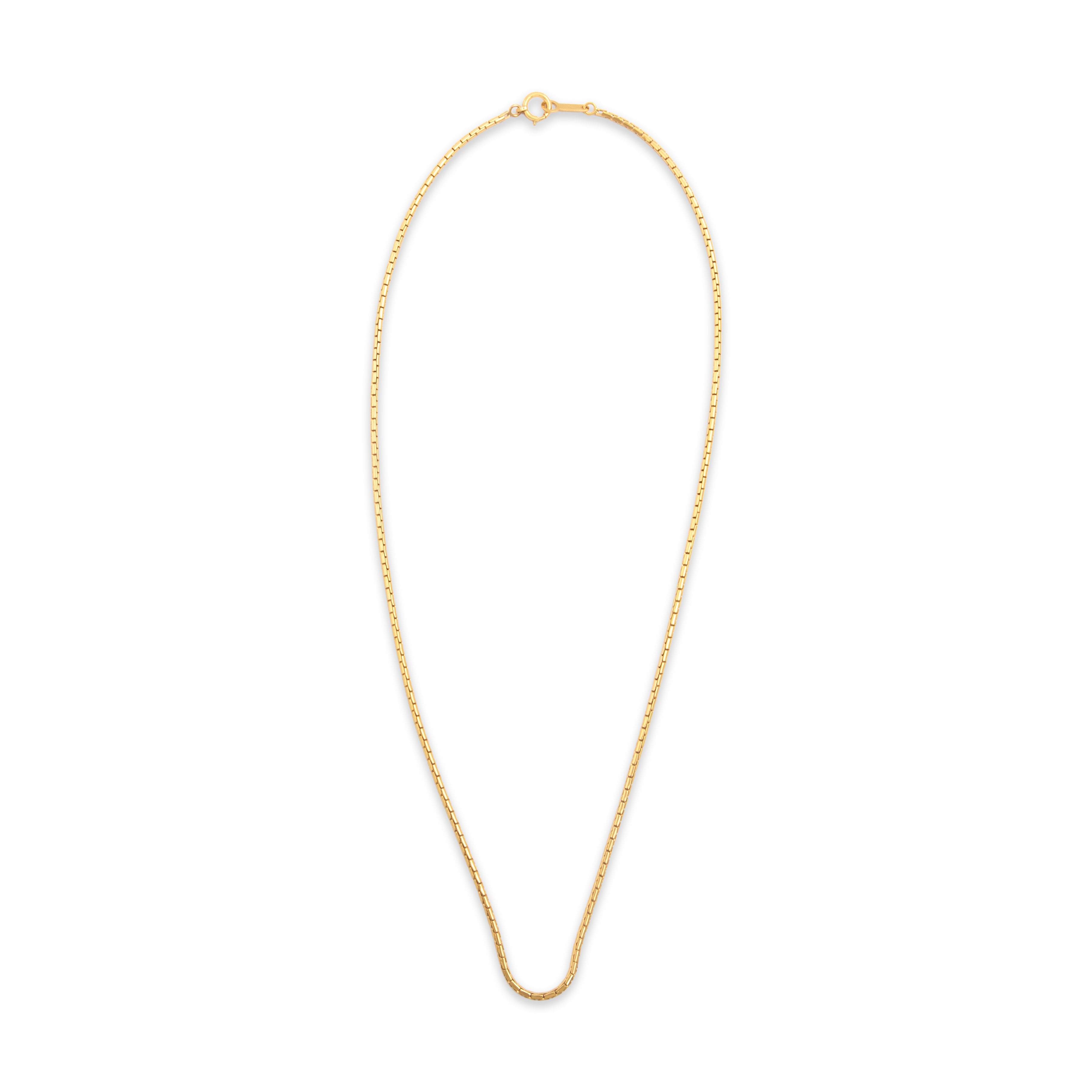 Vintage 18k Yellow Gold Sleek Round Snake 1.4mm Chain - Overall view