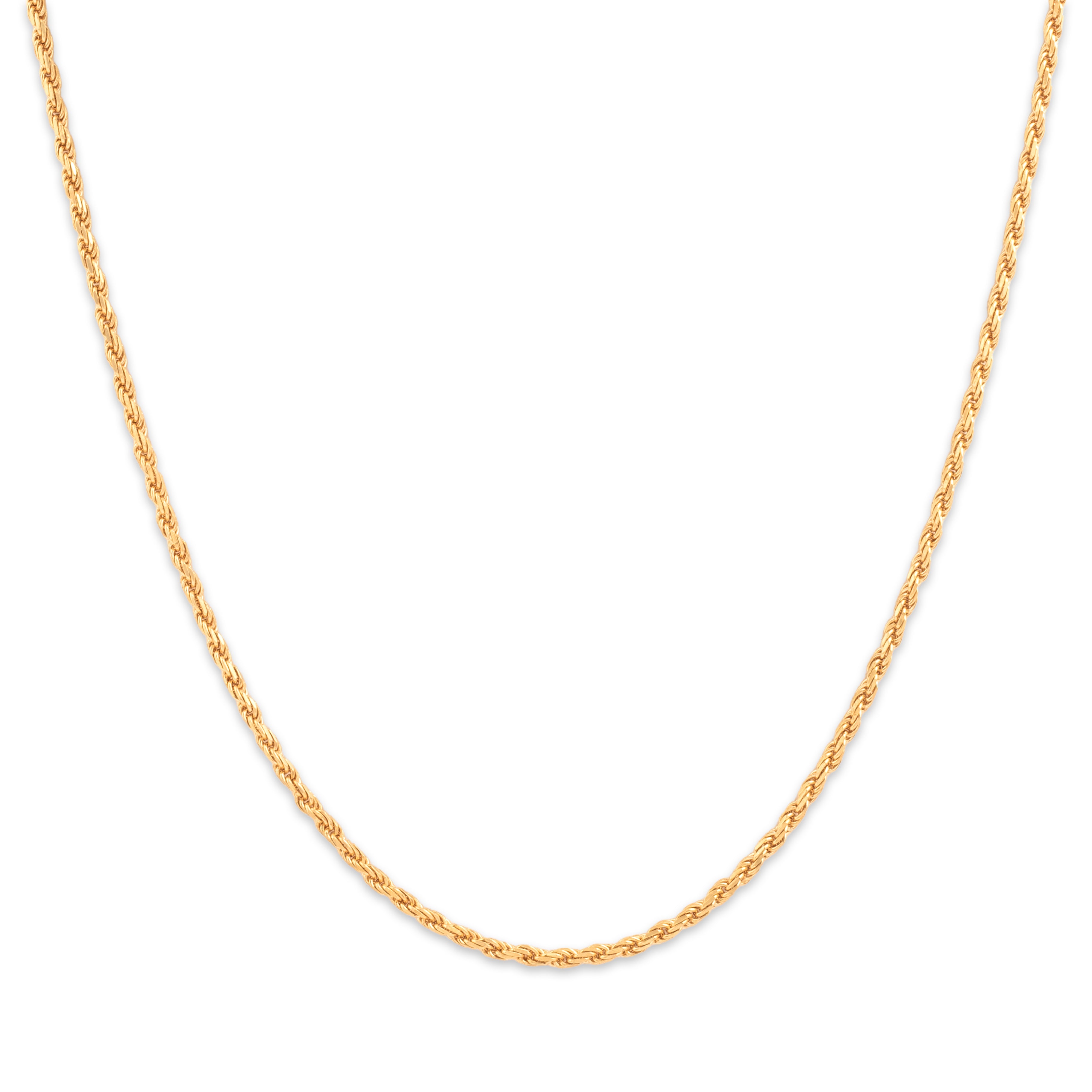 Vintage Italian 18k Yellow Gold Gleaming Twisted Rope 1.7mm Chain - Close-up view